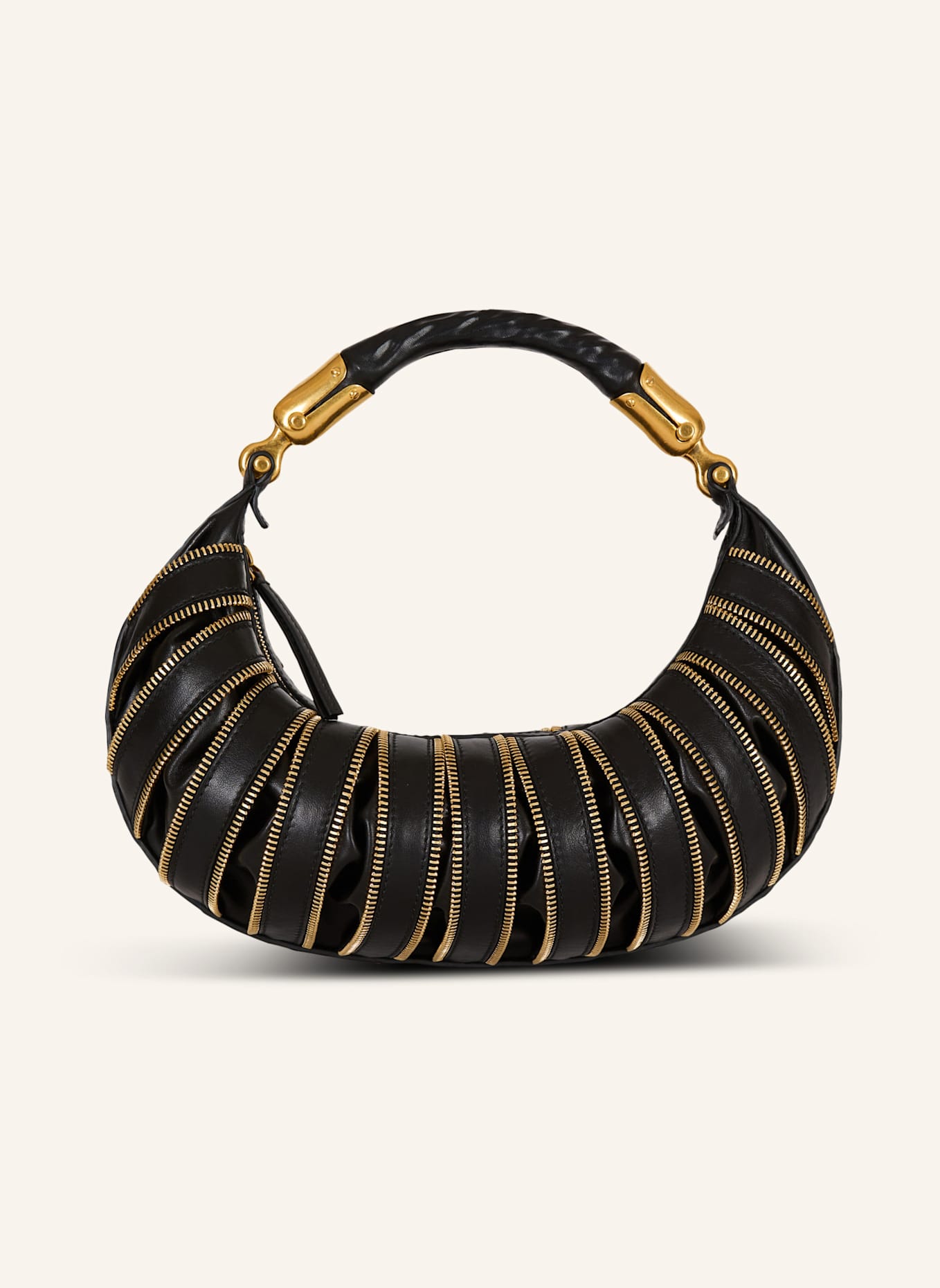 BALMAIN Mittelgroße Tasche Ebene mit Reißverschlüssen aus Kalbsleder: SCHWARZ