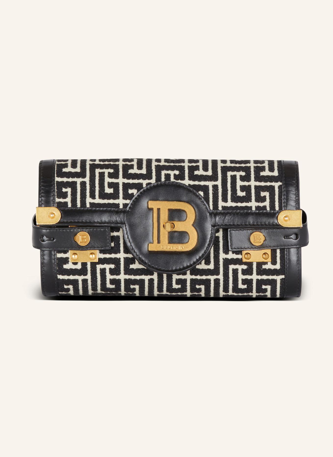 BALMAIN Pochette B-Buzz 23 aus Leder mit Jacquard-Monogramm: SCHWARZ