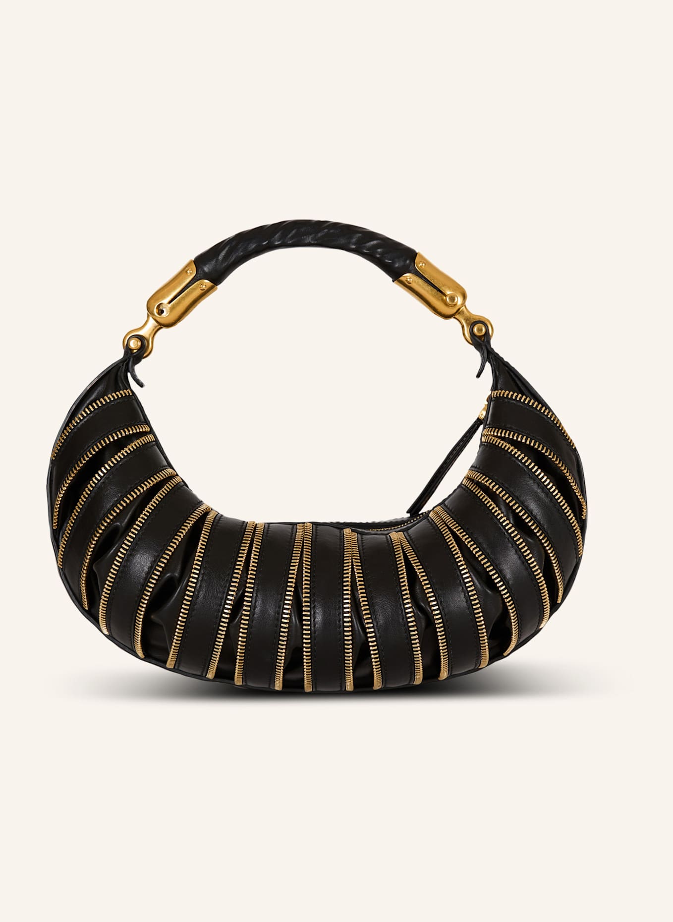 BALMAIN Mittelgroße Tasche Ebene mit Reißverschlüssen aus Kalbsleder: SCHWARZ