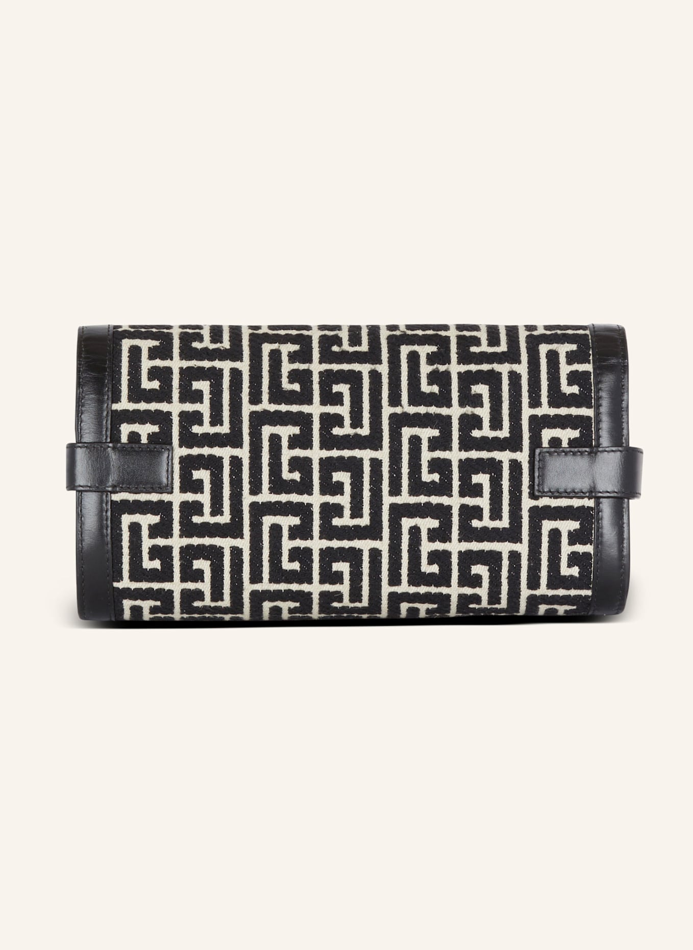 BALMAIN Pochette B-Buzz 23 aus Leder mit Jacquard-Monogramm: SCHWARZ