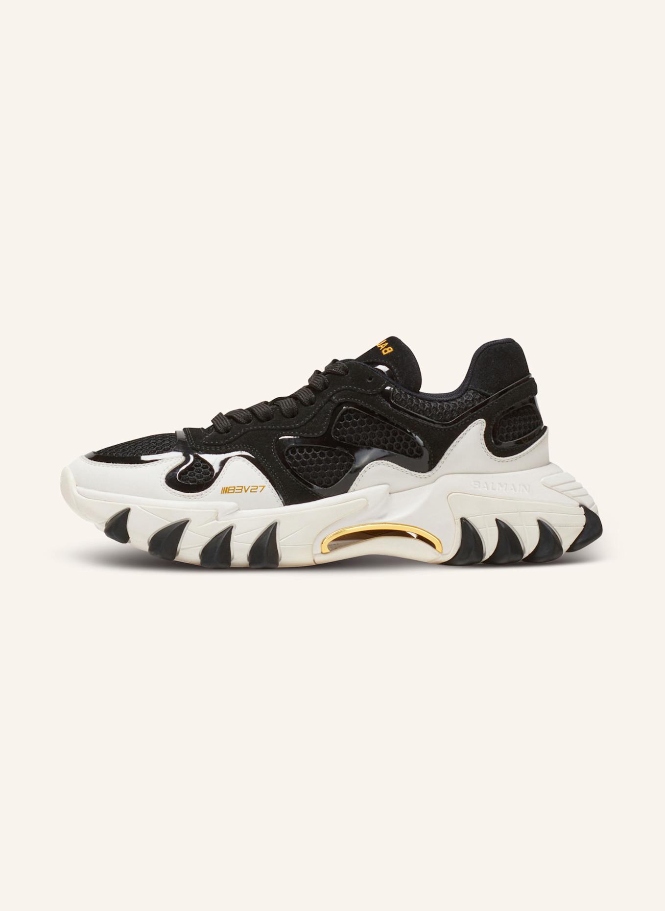 BALMAIN Sneakers B-East aus Leder, Wildleder und Mesh: SCHWARZ