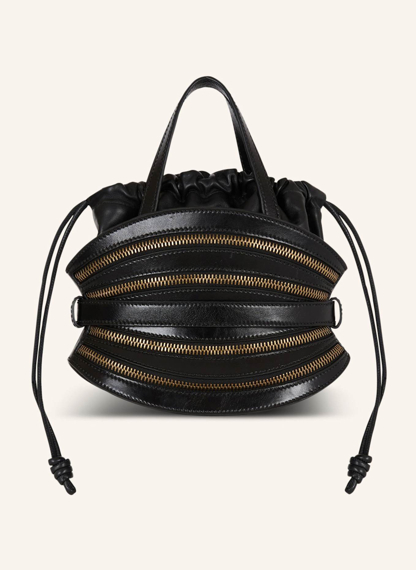 BALMAIN Mini-Tasche Shuffle mit Reißverschlüssen aus Kalbsleder: SCHWARZ