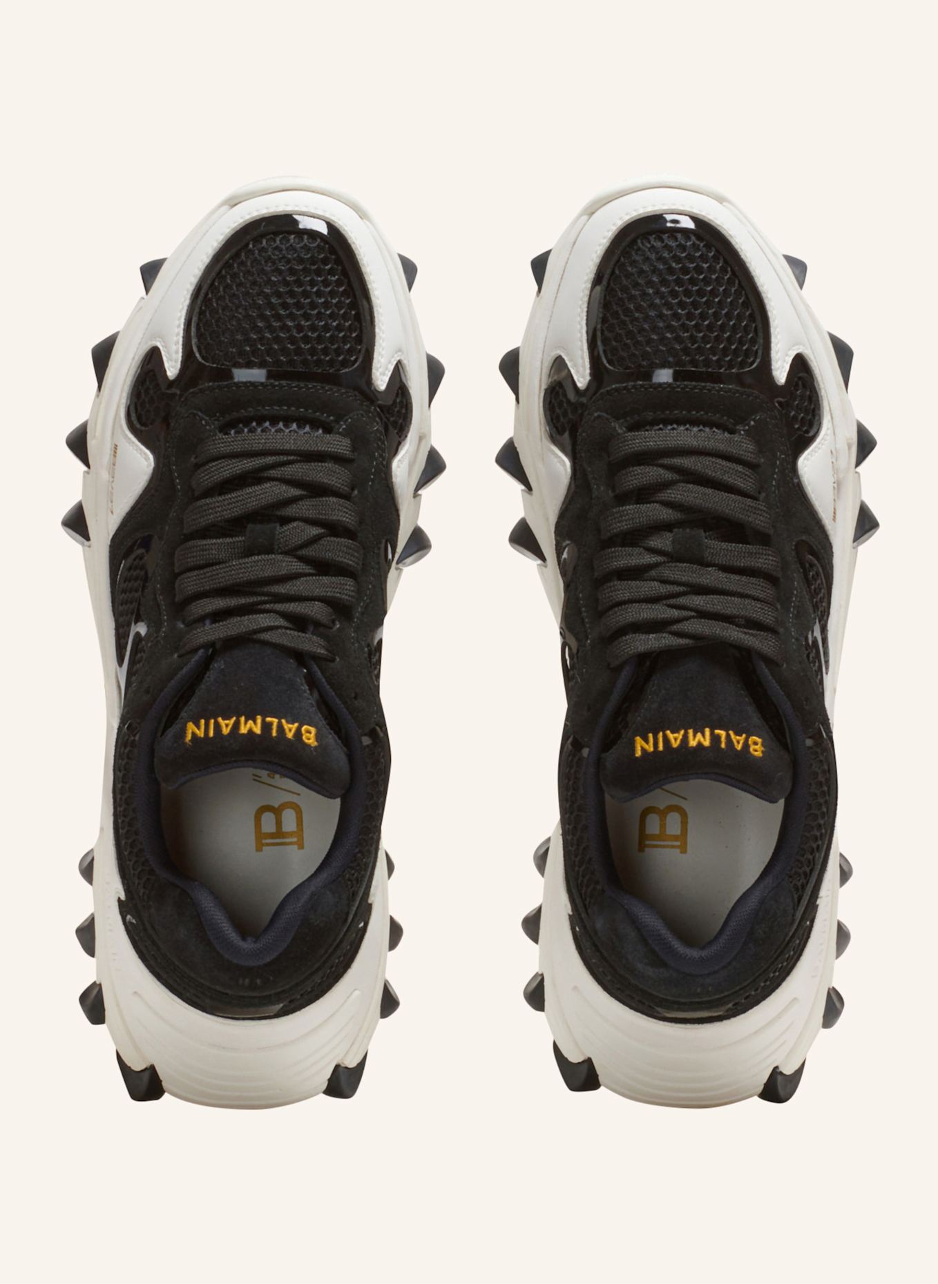 BALMAIN Sneakers B-East aus Leder, Wildleder und Mesh: SCHWARZ