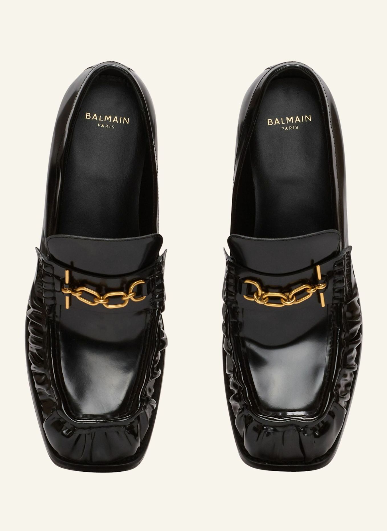 BALMAIN Mokassins Sync aus glänzendem Leder: SCHWARZ