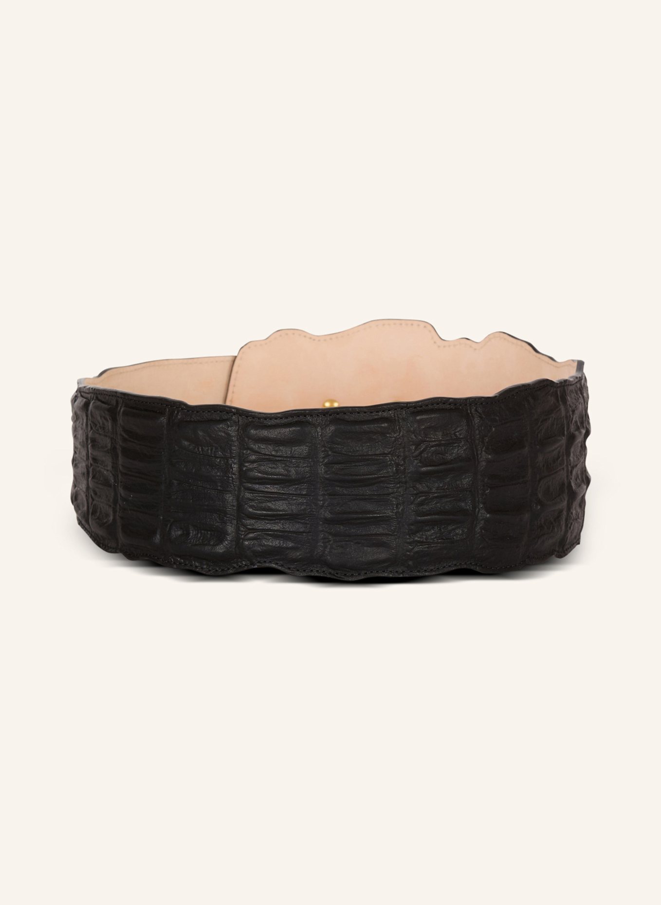 BALMAIN Breiter Ledergürtel mit Krokoeffekt: SCHWARZ