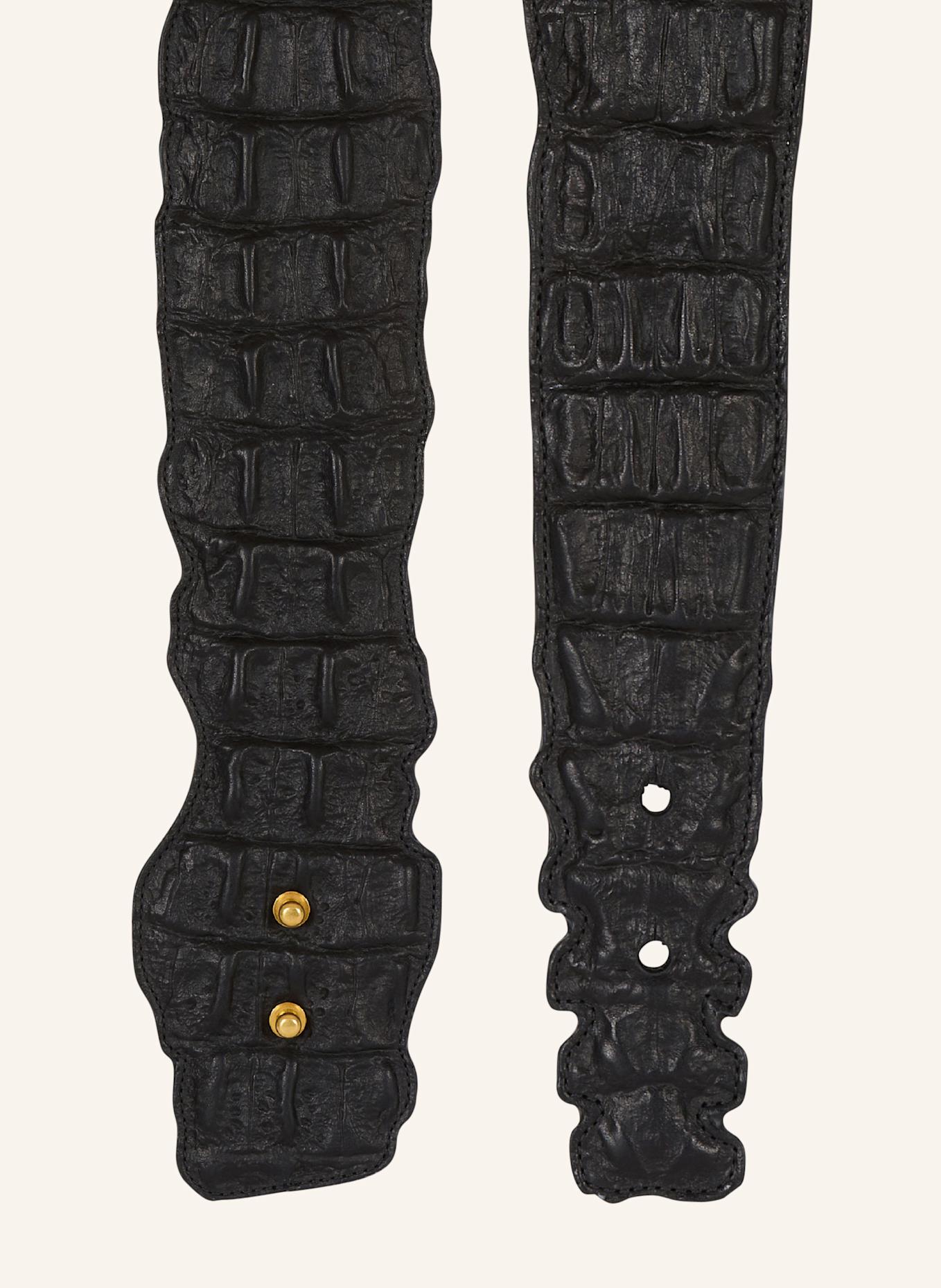 BALMAIN Breiter Ledergürtel mit Krokoeffekt: SCHWARZ