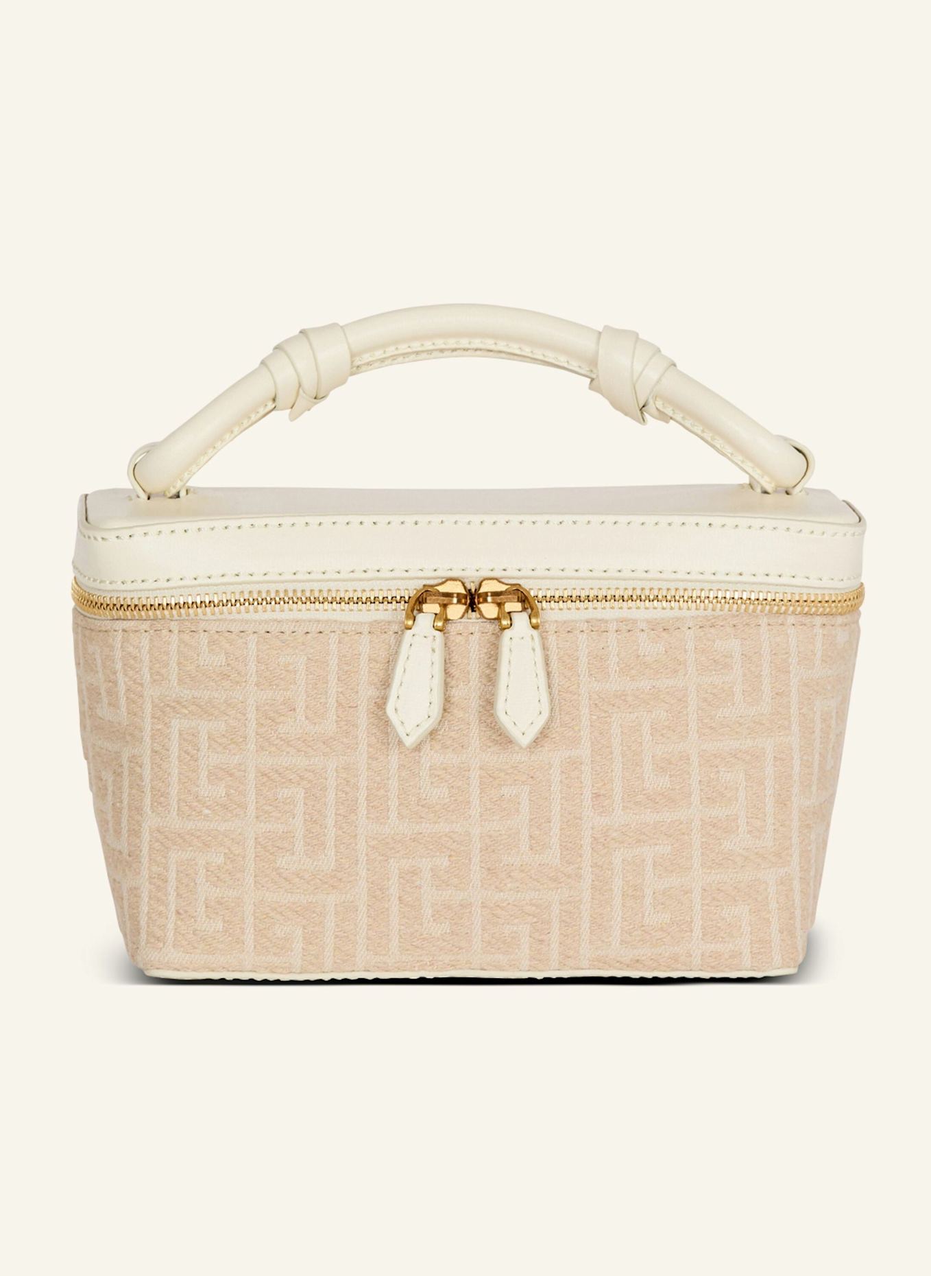 BALMAIN Beautycase B-Army aus Canvas mit Monogramm-Muster und Leder: KHAKI