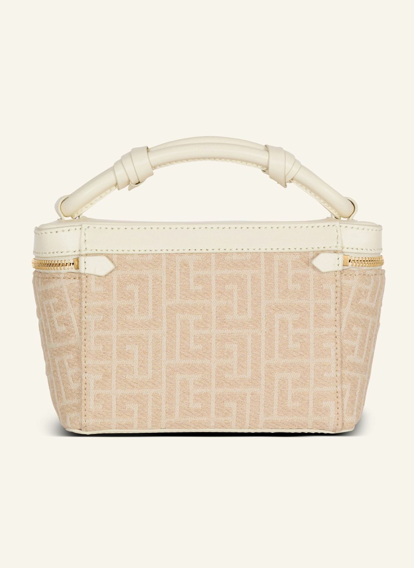 BALMAIN Beautycase B-Army aus Canvas mit Monogramm-Muster und Leder: KHAKI