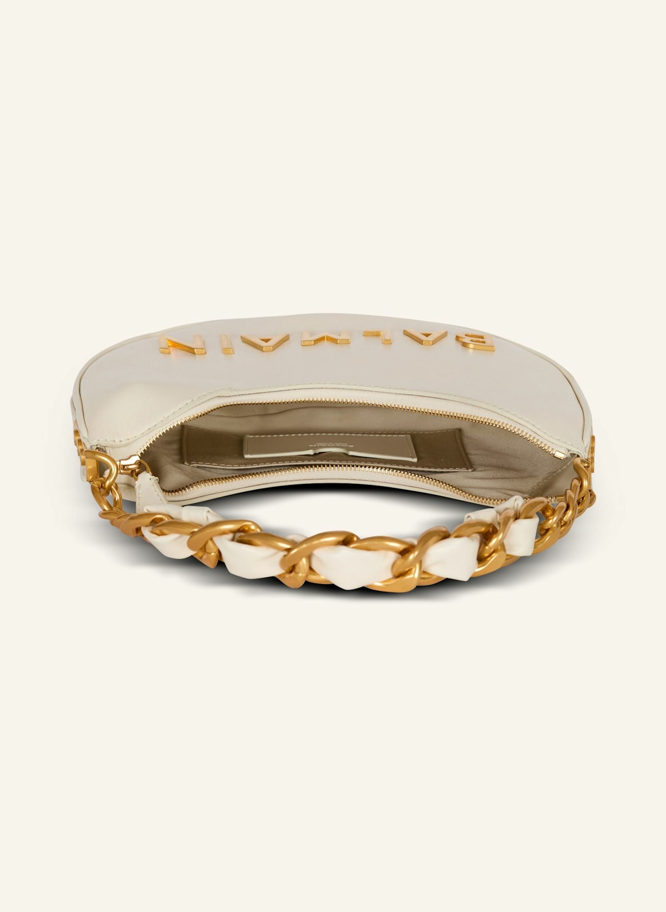 BALMAIN Tasche 1945 Soft Moon aus geknittertem Kalbsleder: WEISS