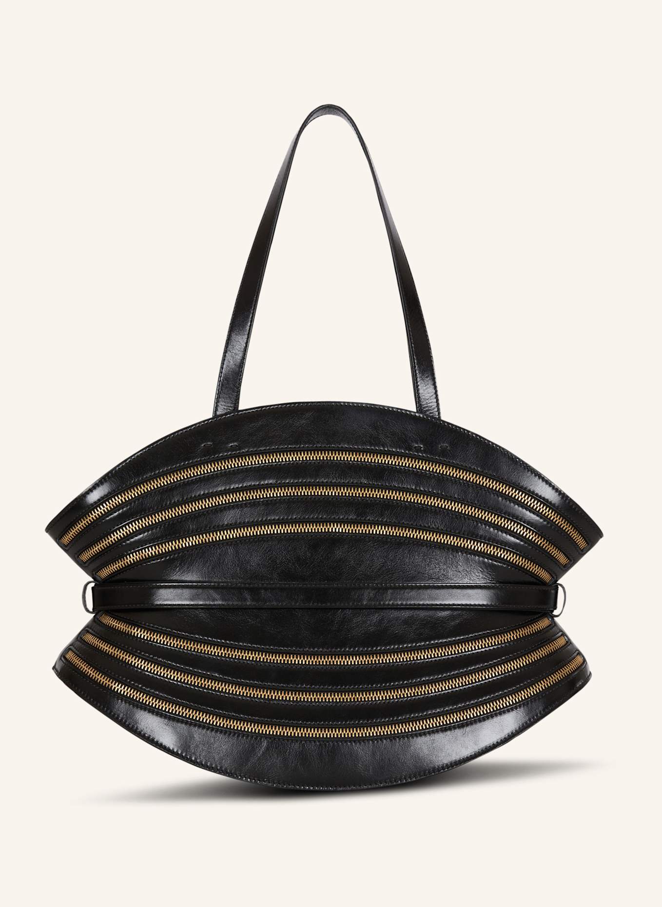 BALMAIN Mittelgroße Tasche Shuffle mit Reißverschlüssen aus Kalbsleder: SCHWARZ