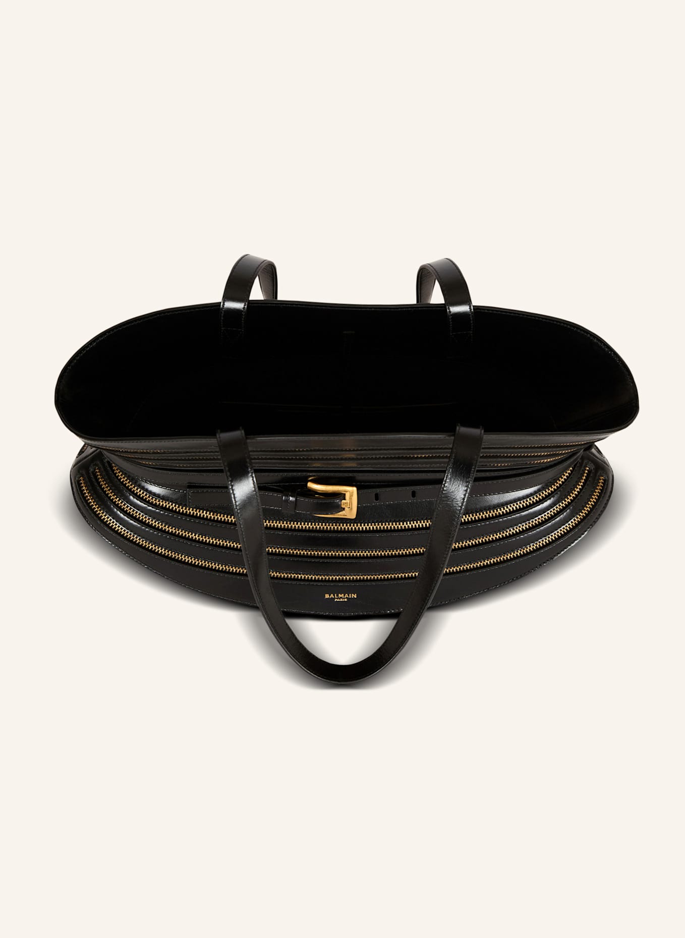 BALMAIN Mittelgroße Tasche Shuffle mit Reißverschlüssen aus Kalbsleder: SCHWARZ