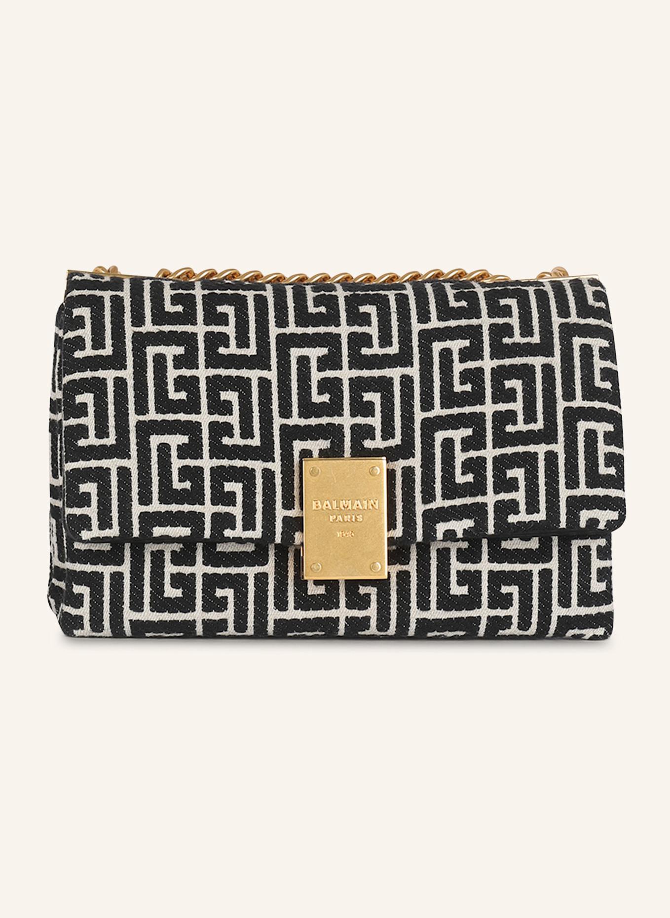 BALMAIN Kleine Tasche 1945 Soft aus Canvas mit Monogramm-Muster: SCHWARZ