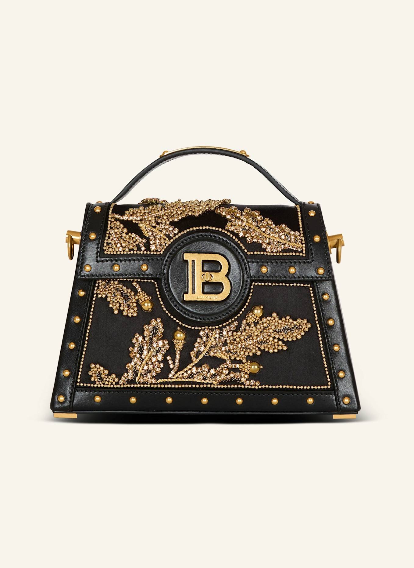 BALMAIN Tasche B-Buzz Dynasty aus besticktem Satin: SCHWARZ