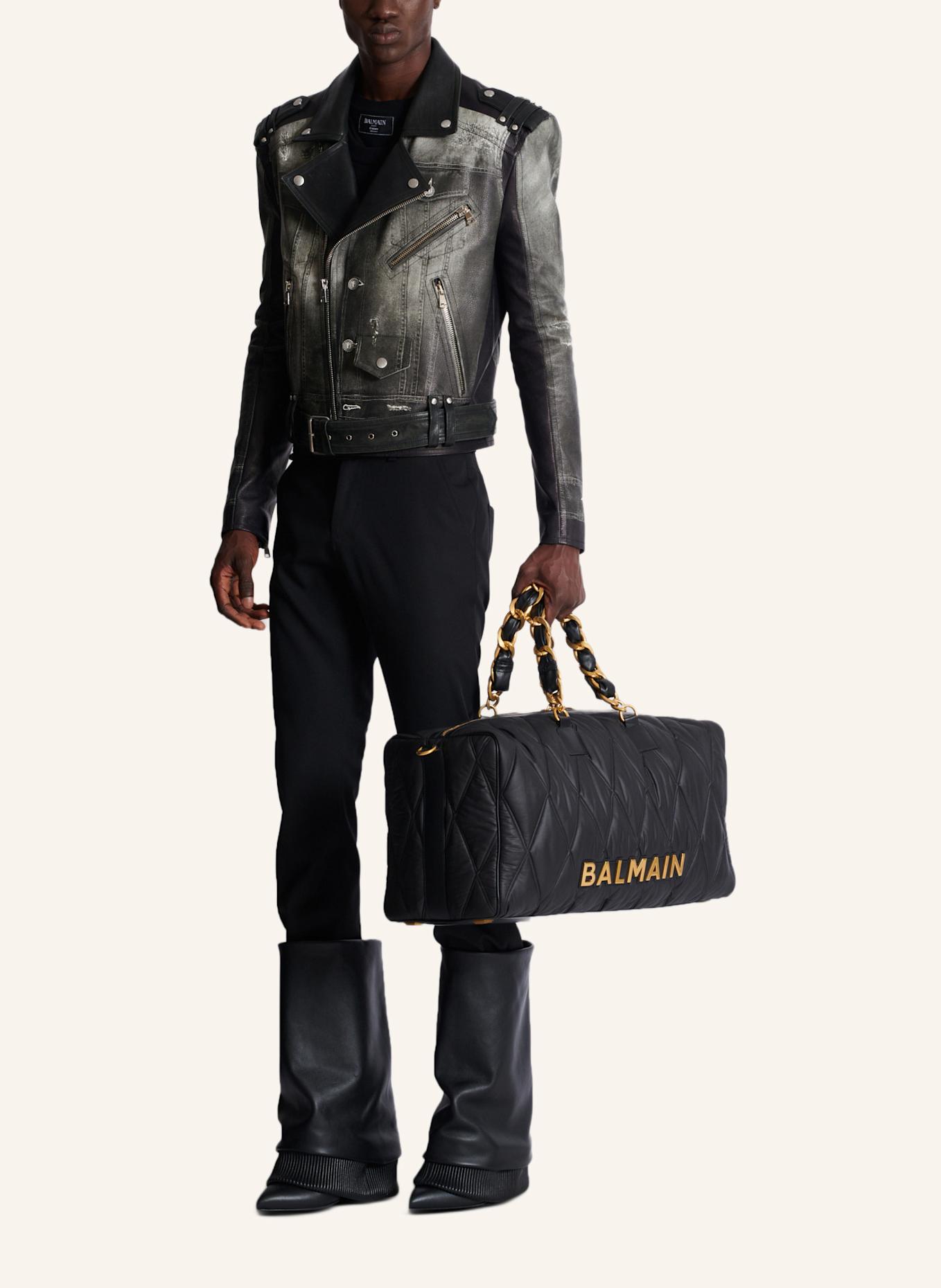 BALMAIN Reisetasche aus gestepptem Nylon mit Diamond-Muster: SCHWARZ