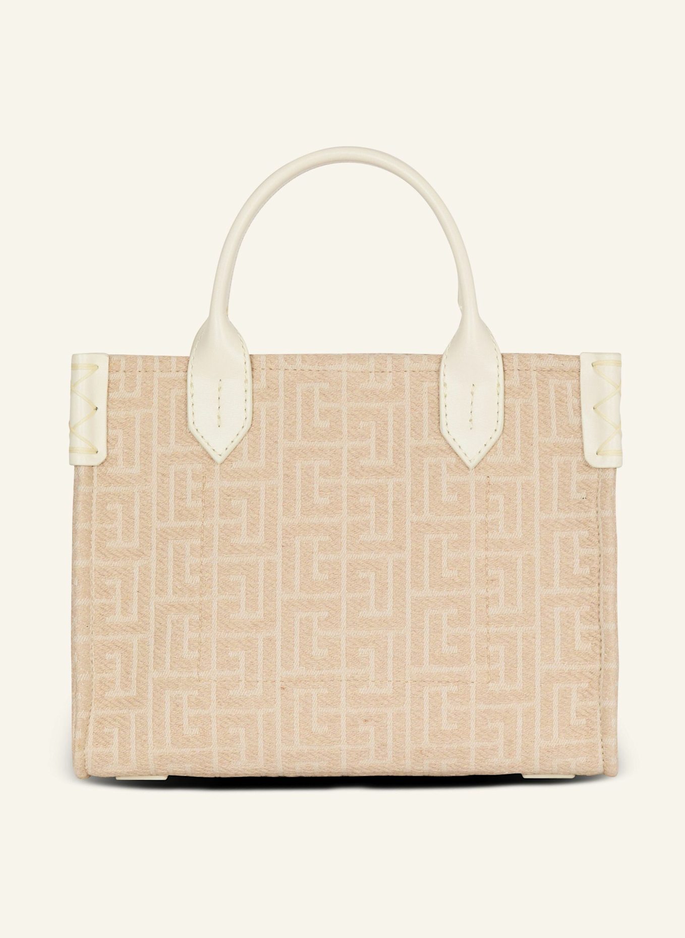 BALMAIN Kleiner Shopper B-Army aus Canvas mit Monogramm-Muster und Leder: KHAKI