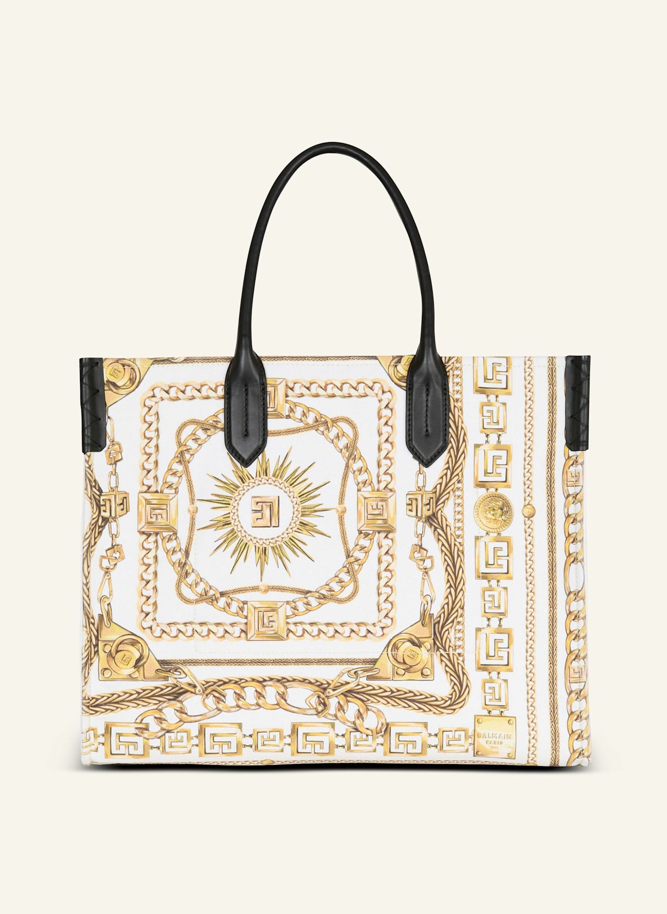 BALMAIN Mittelgroßer Shopper B-Army aus bedrucktem Canvas: GOLD