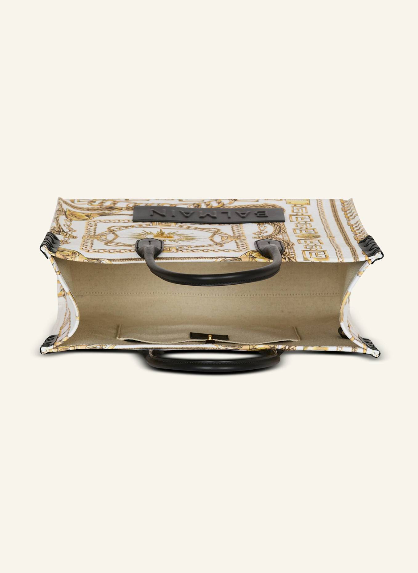 BALMAIN Mittelgroßer Shopper B-Army aus bedrucktem Canvas: GOLD