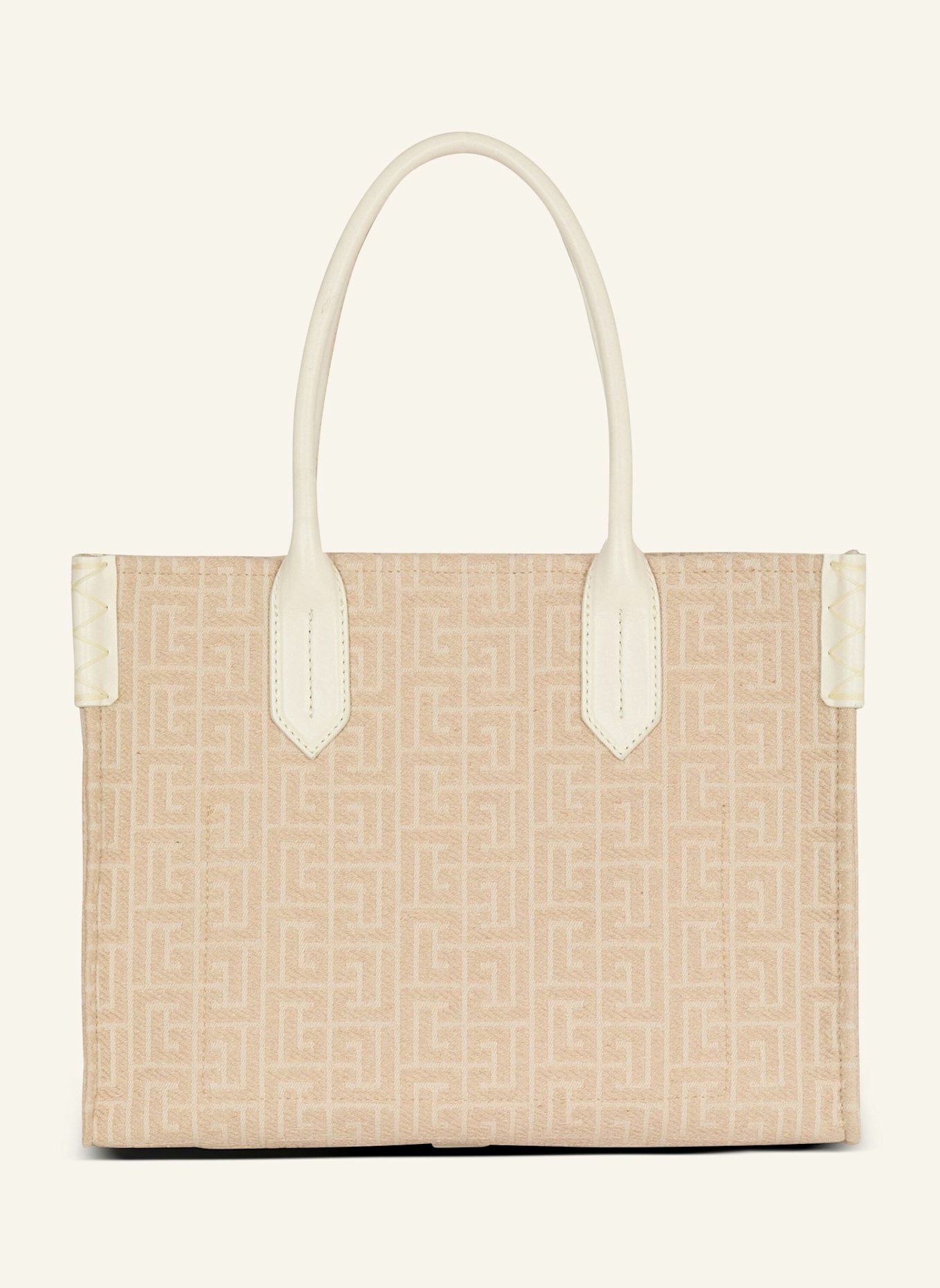 BALMAIN Shopper B-Army 36 aus Jacquard-Canvas mit Monogramm-Muster und Leder: KHAKI