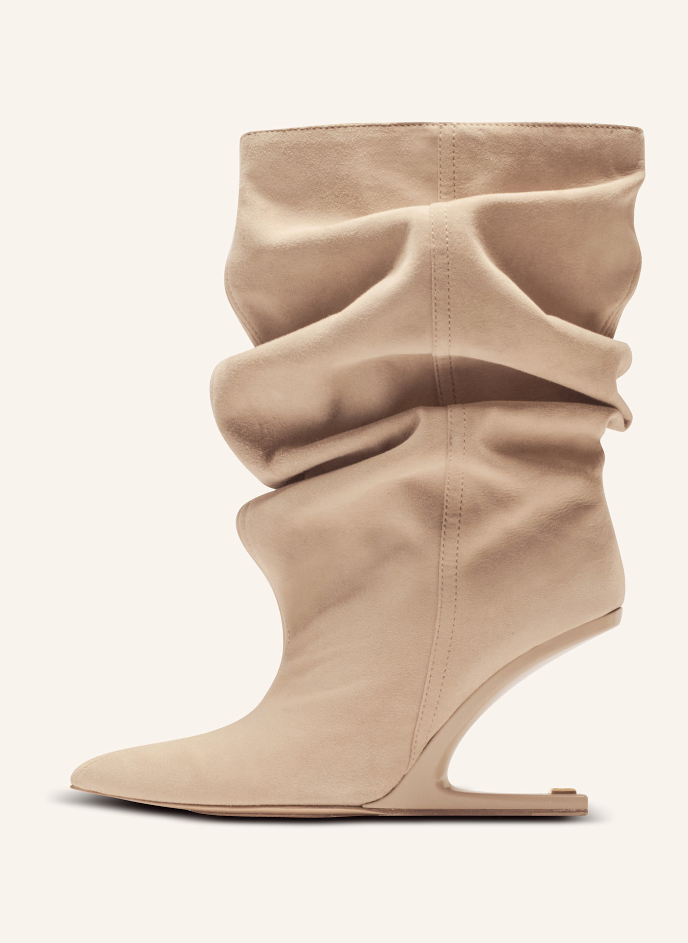 BALMAIN „No Wedge“-Stiefeletten aus Wildleder: KHAKI