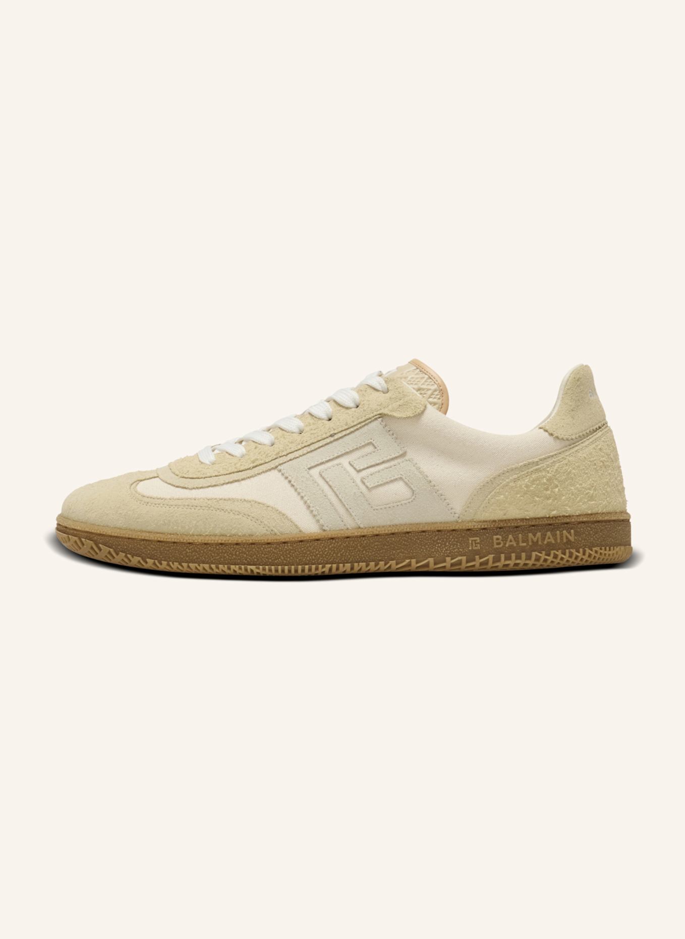 BALMAIN Sneakers Balmain Swan aus Wildleder im Used-Look, Wildleder und Canvas: KHAKI