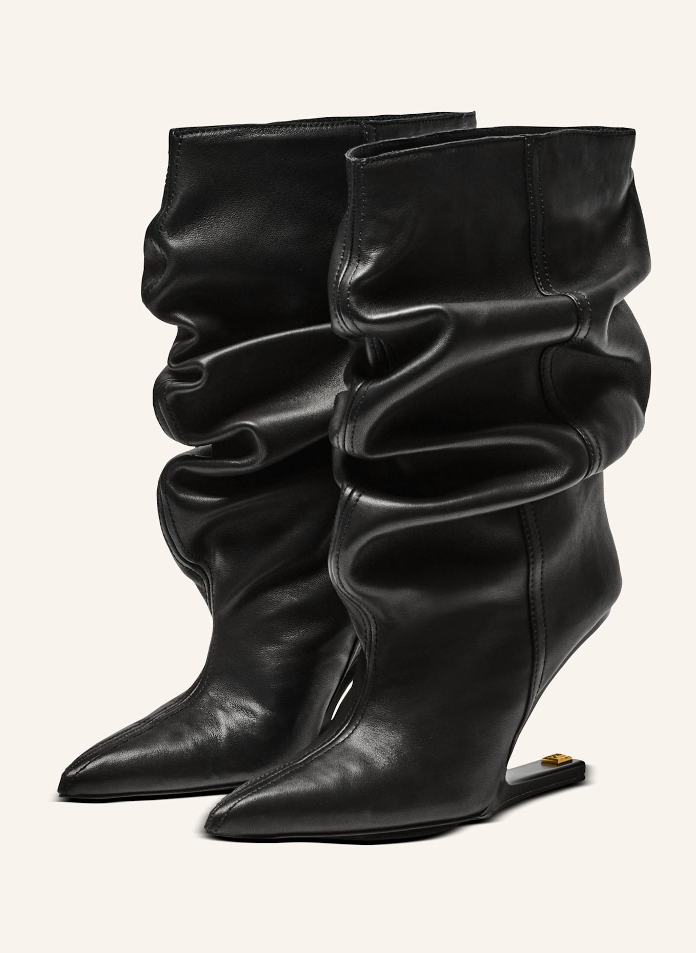 BALMAIN „No Wedge“-Stiefeletten aus Glattleder: SCHWARZ