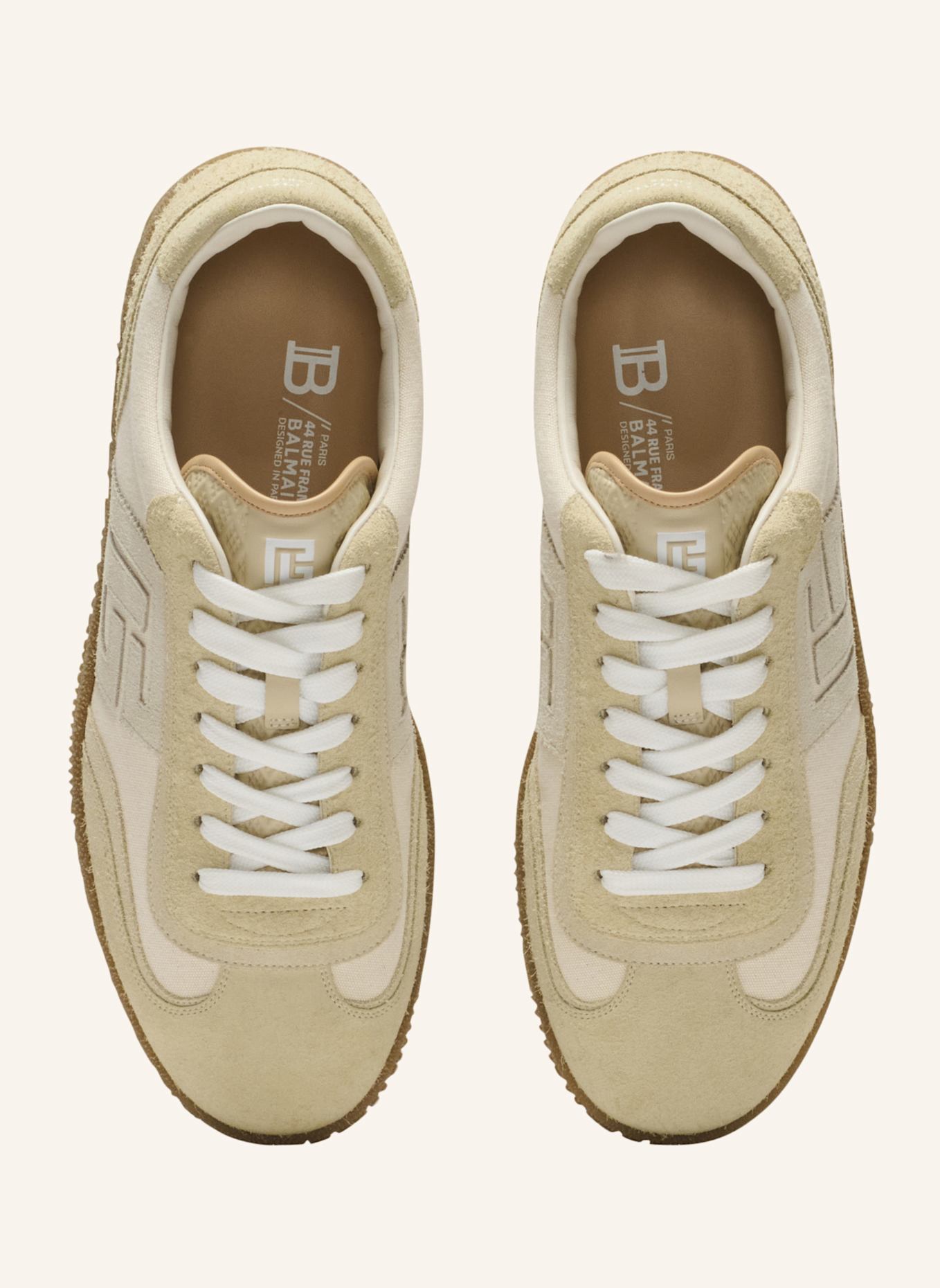 BALMAIN Sneakers Balmain Swan aus Wildleder im Used-Look, Wildleder und Canvas: KHAKI