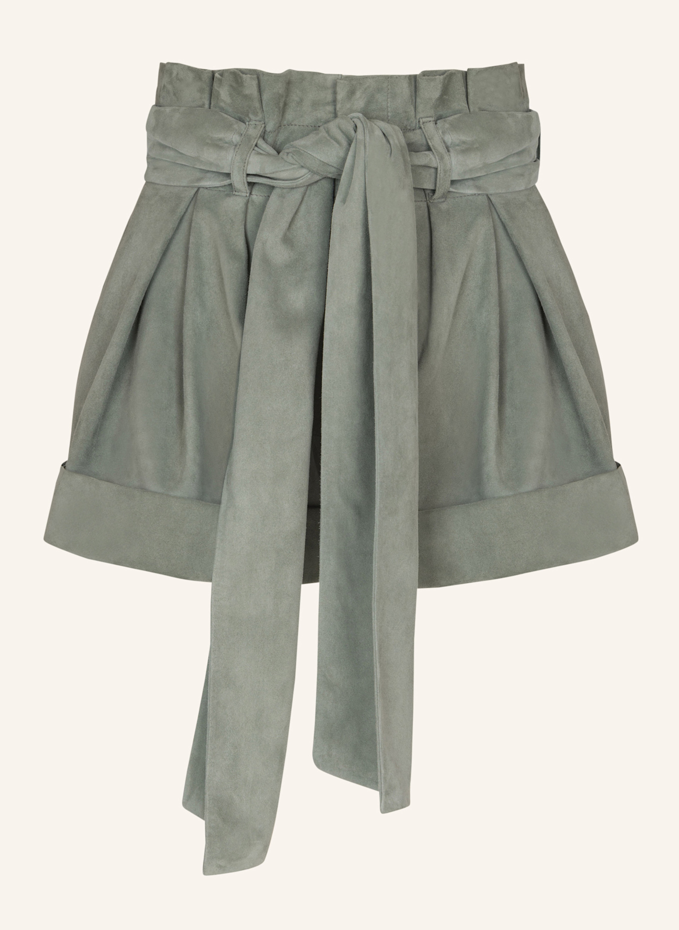 BALMAIN Shorts mit hoher Taille aus Wildleder: GRÜN