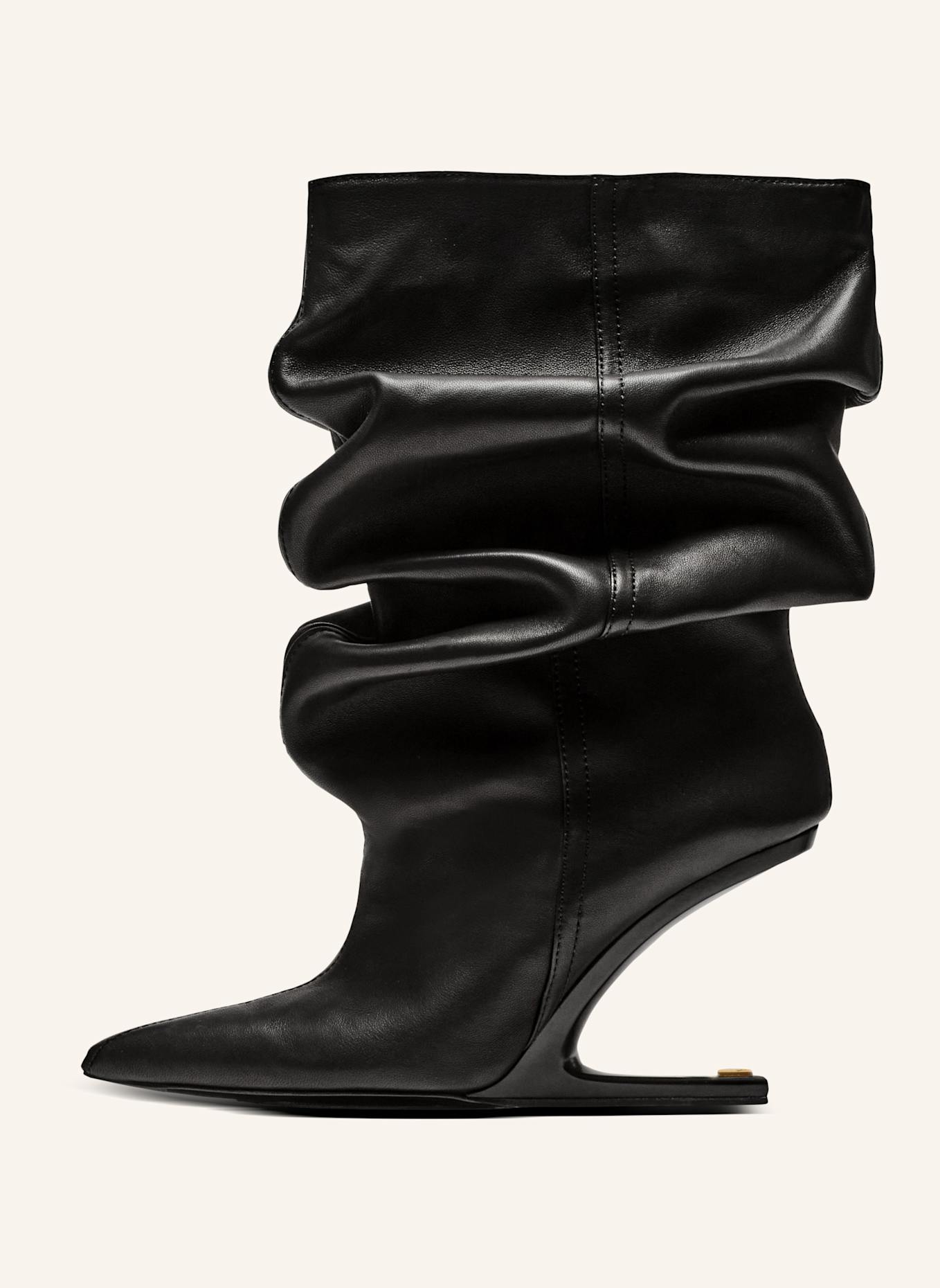 BALMAIN „No Wedge“-Stiefeletten aus Glattleder: SCHWARZ