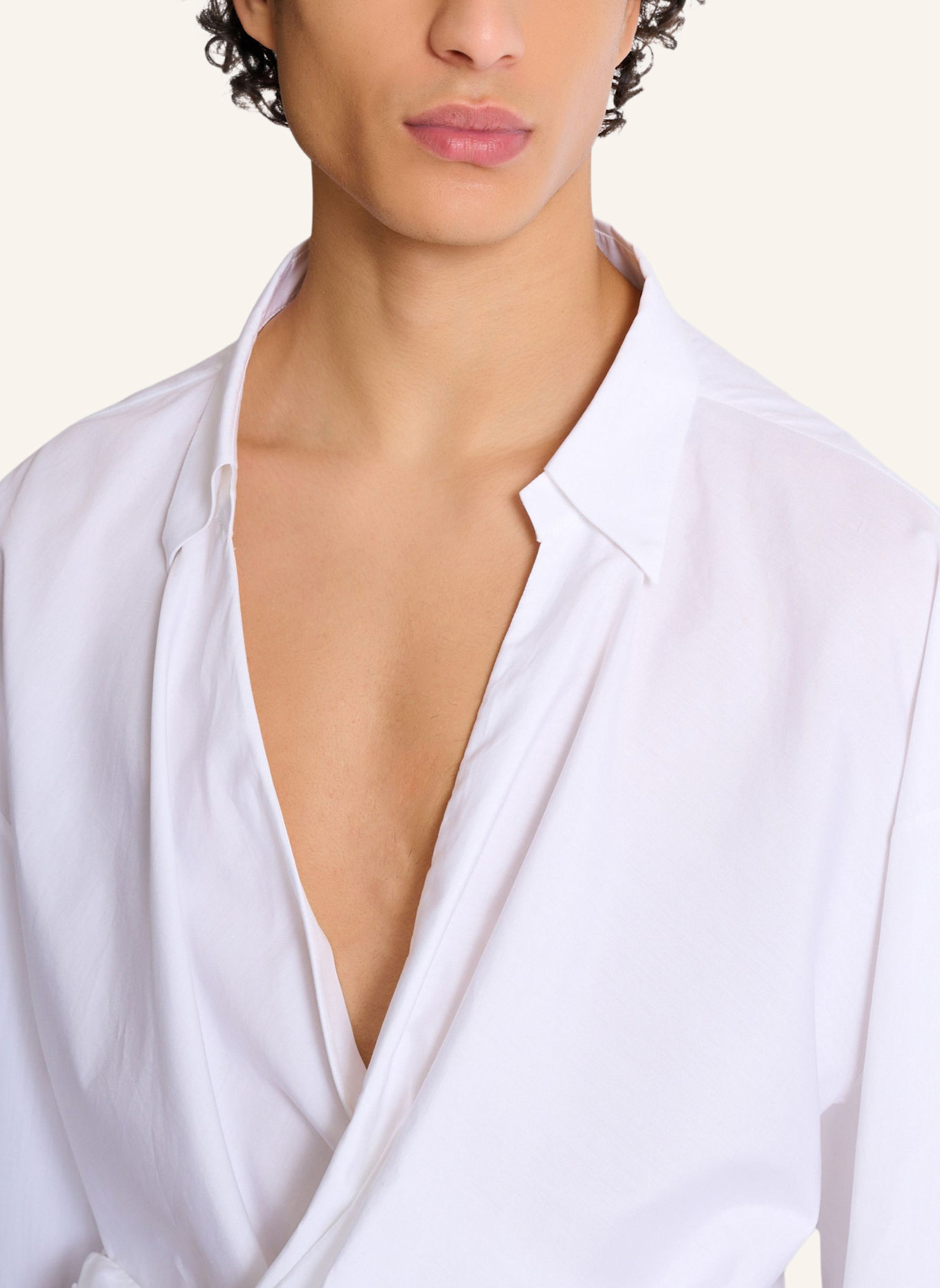 BALMAIN Drapiertes Hemd aus Baumwollpopeline: WEISS