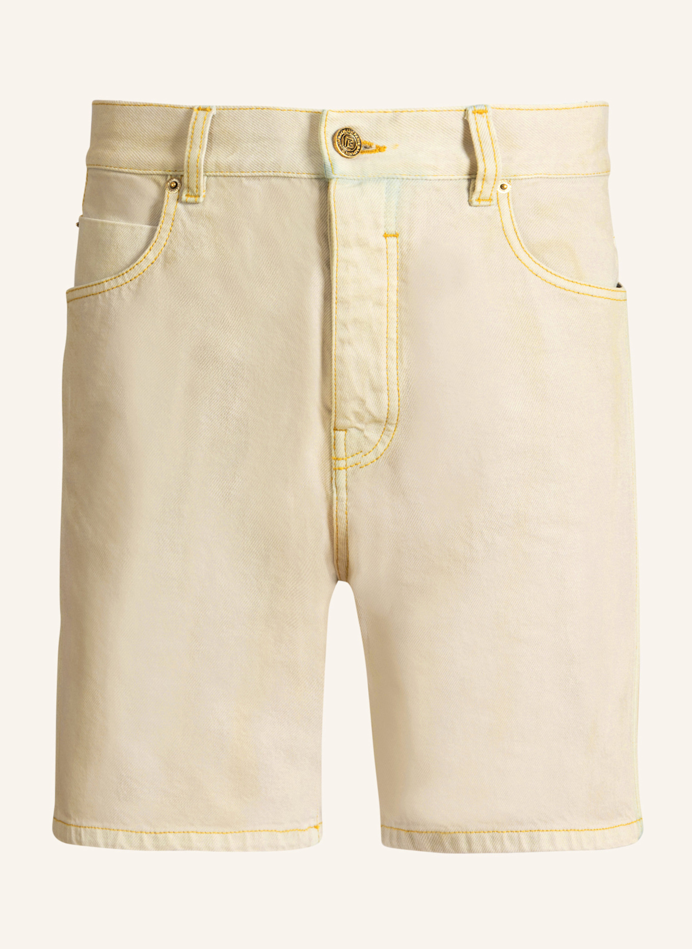 BALMAIN Bermuda aus verwaschenem Denim: KHAKI