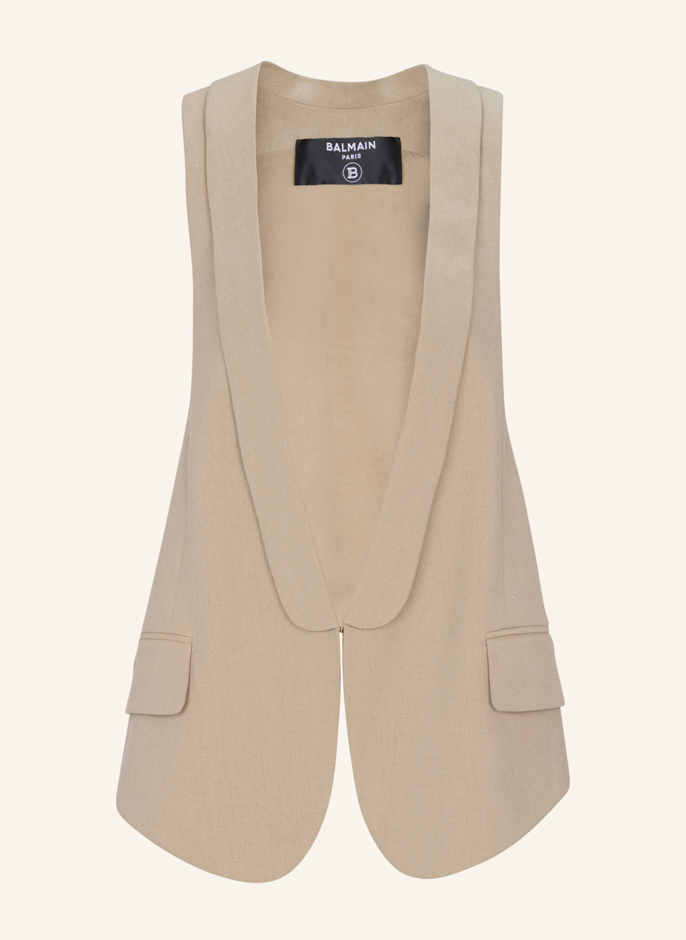 BALMAIN Asymmetrische Weste aus Baumwollgabardine: KHAKI
