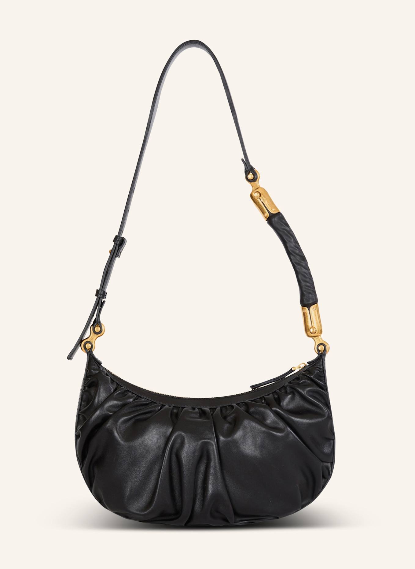 BALMAIN Hobo Bag Ebene aus Kalbsleder: SCHWARZ