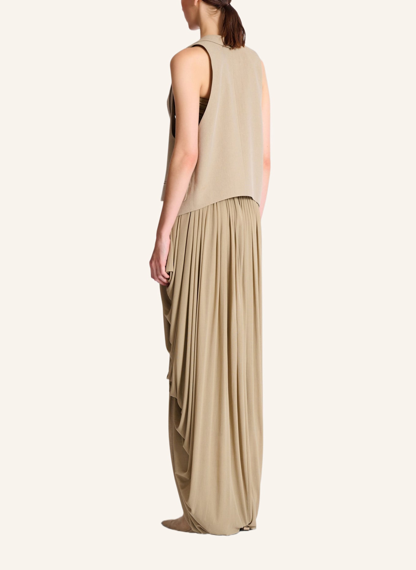 BALMAIN Asymmetrische Weste aus Baumwollgabardine: KHAKI