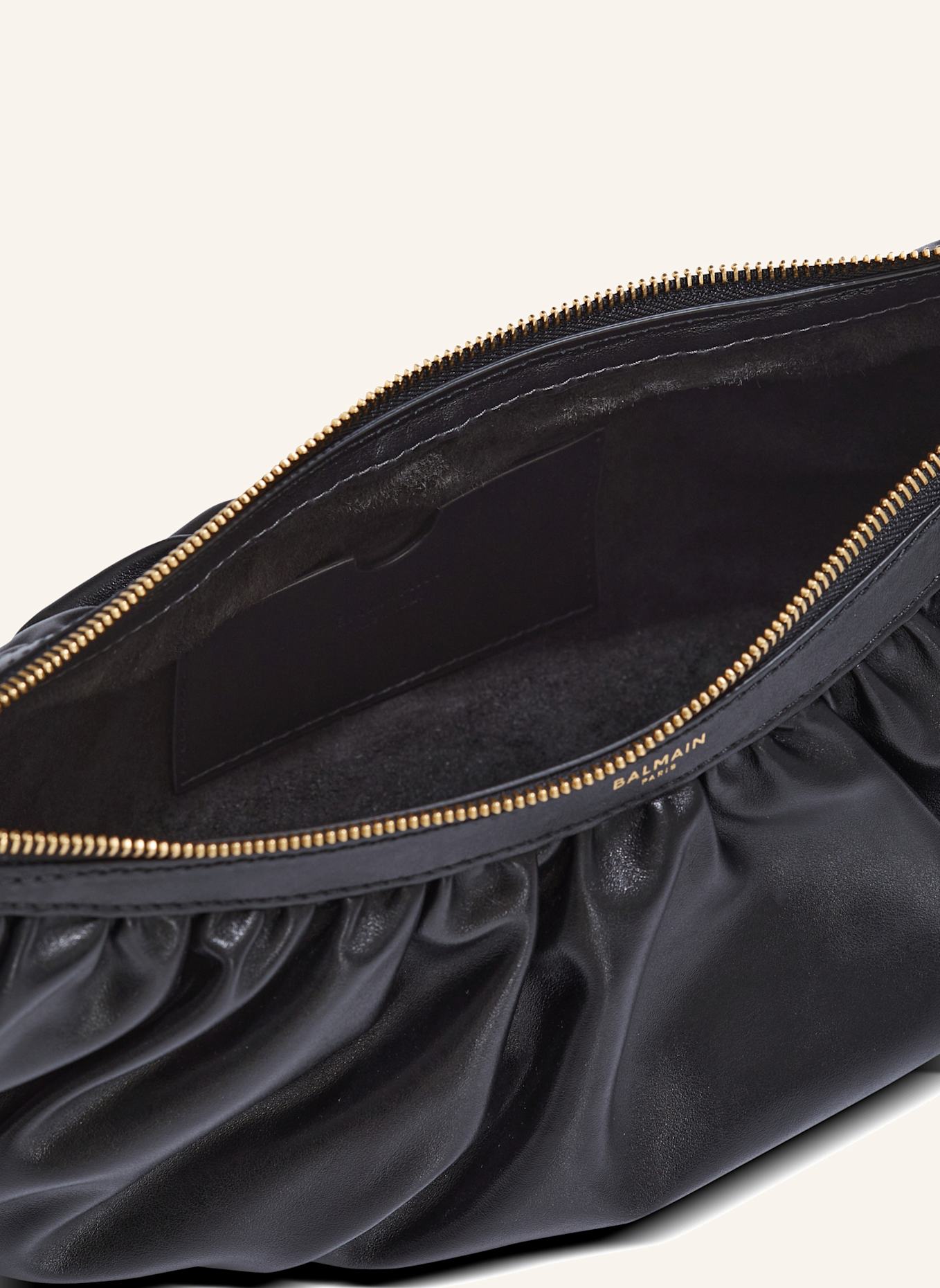 BALMAIN Hobo Bag Ebene aus Kalbsleder: SCHWARZ