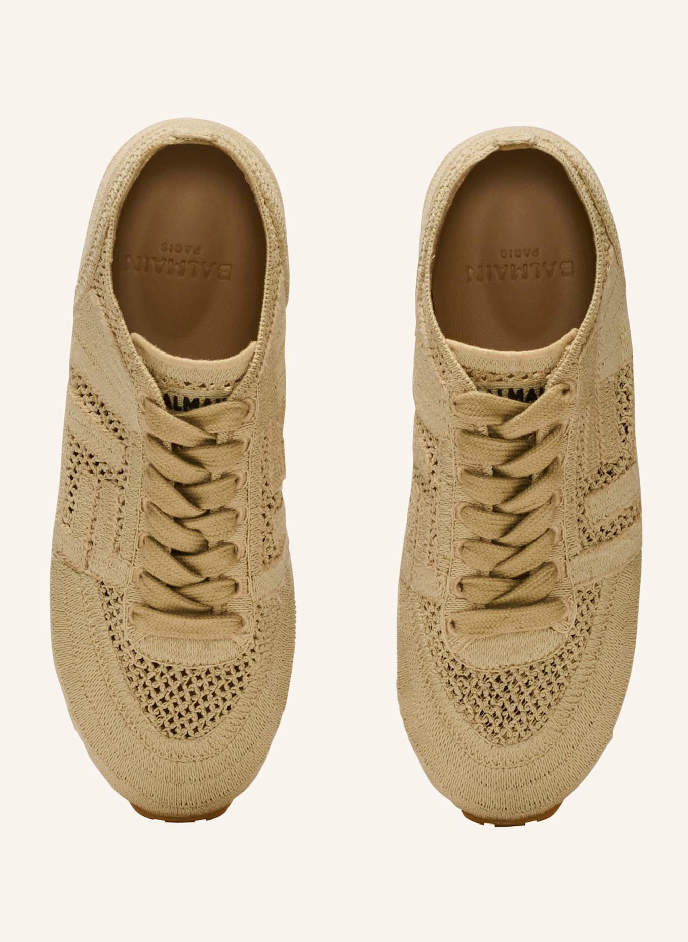BALMAIN Sneakers Racer 45 aus Makramee: KHAKI