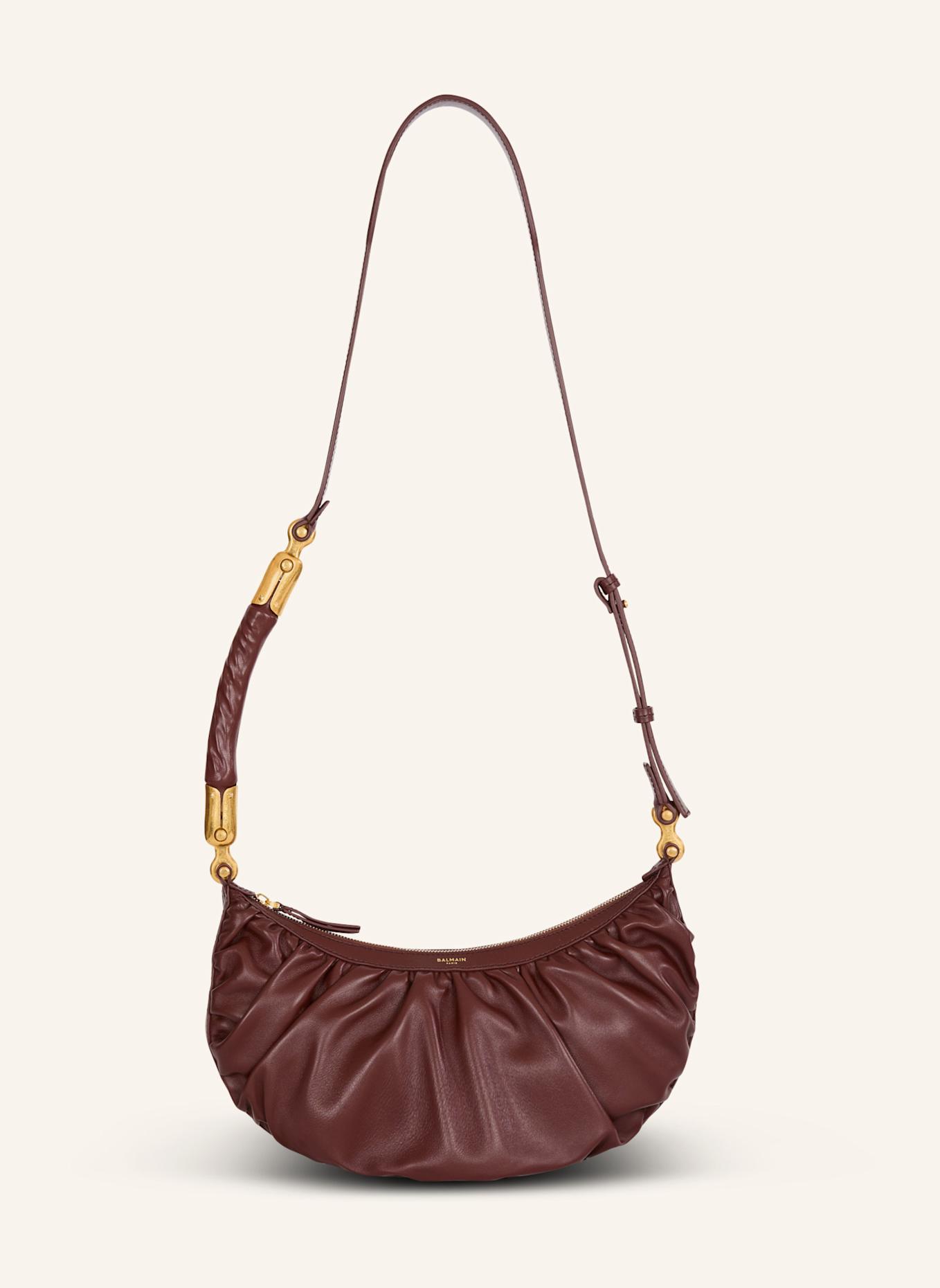 BALMAIN Hobo Bag Ebene aus Kalbsleder: BRAUN