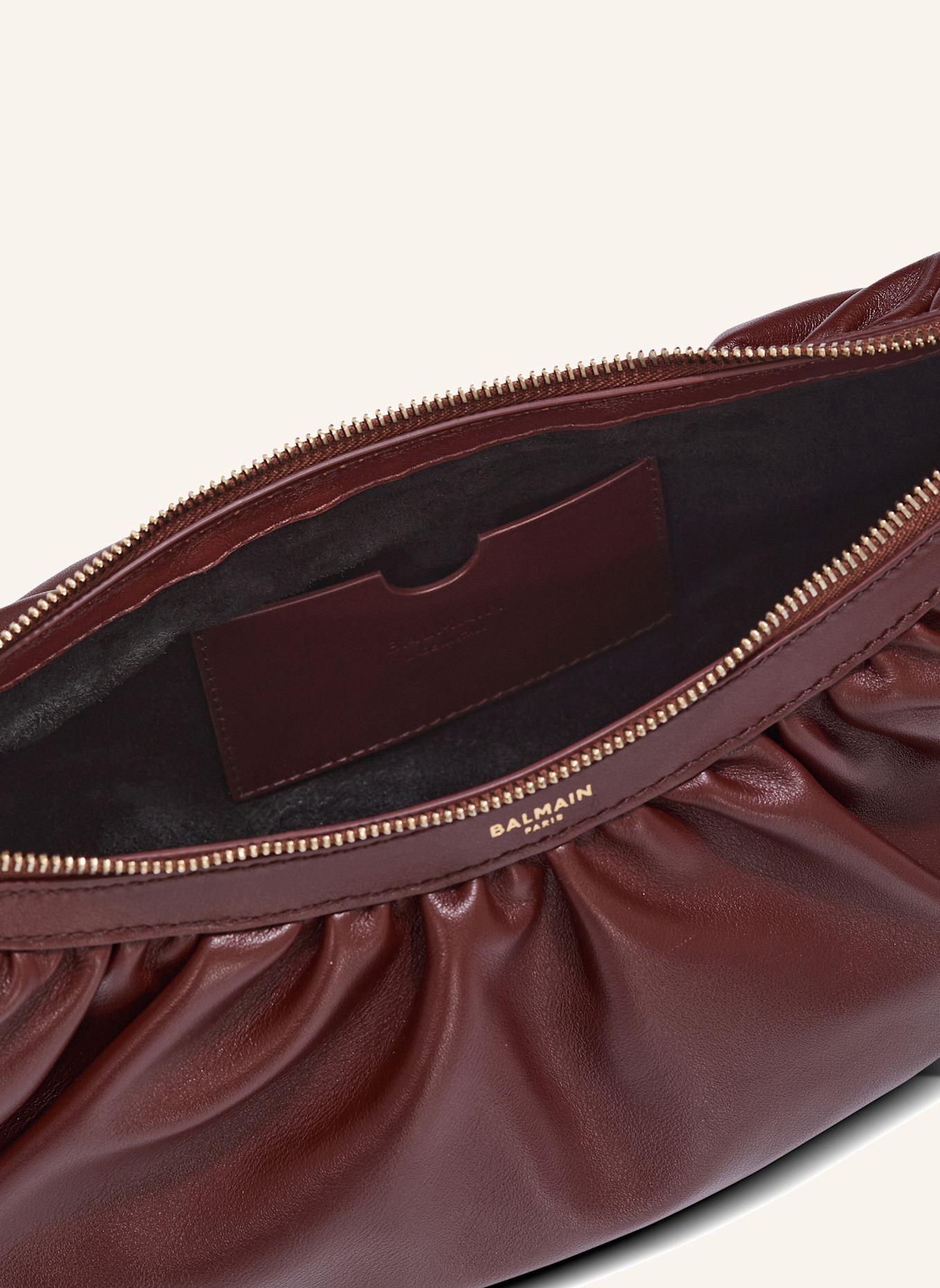 BALMAIN Hobo Bag Ebene aus Kalbsleder: BRAUN