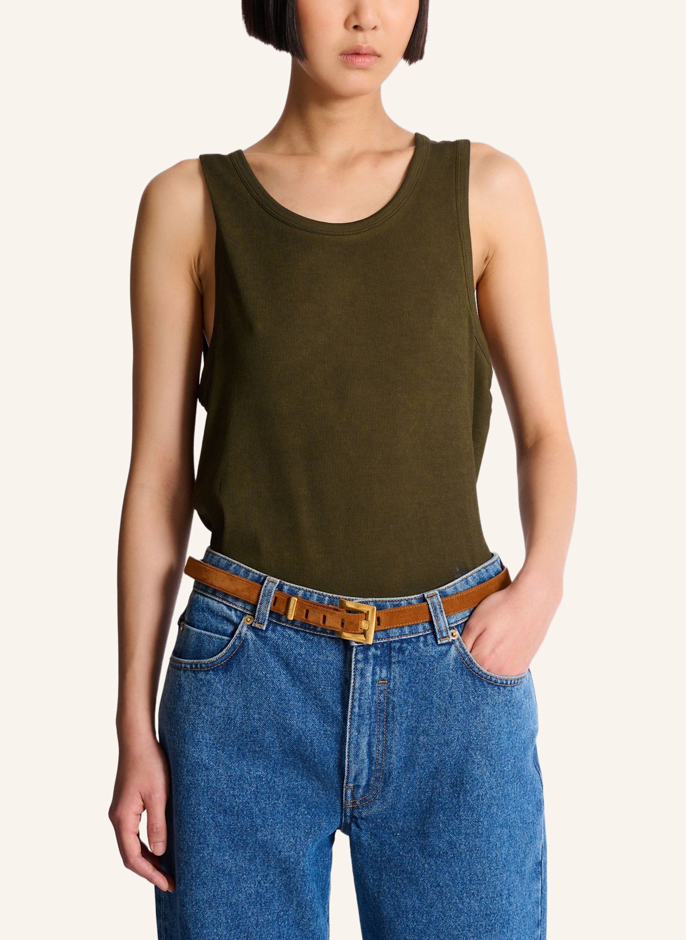 BALMAIN Anthem Gürtel aus Wildleder: BRAUN