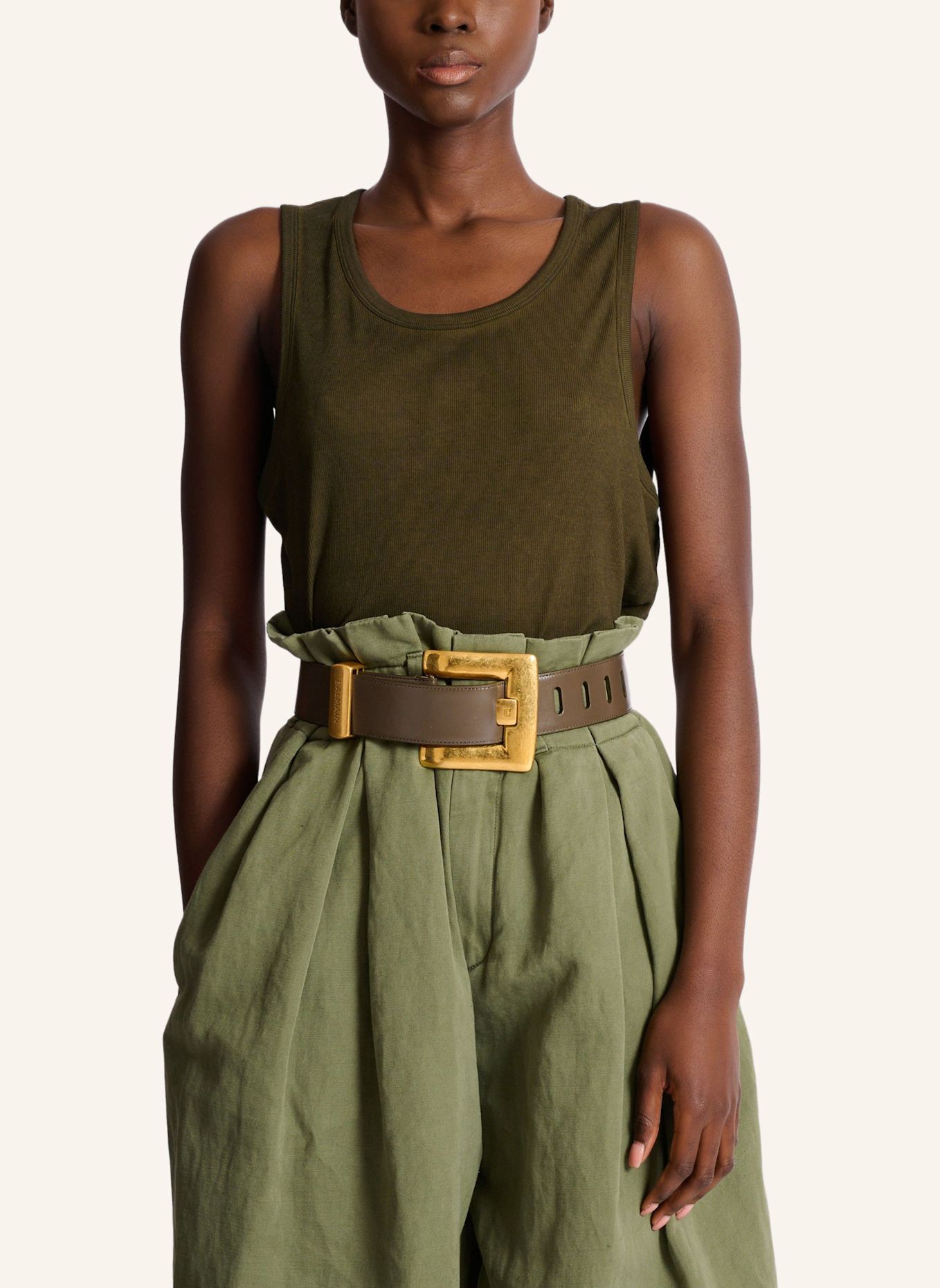 BALMAIN Gürtel Anthem aus Kalbsleder: GRÜN