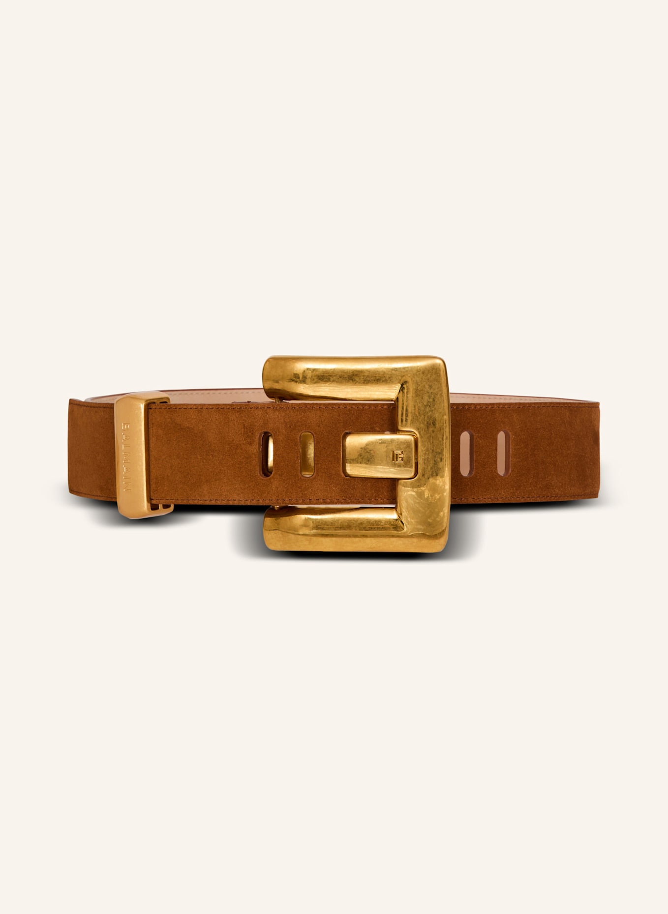 BALMAIN Anthem Gürtel aus Wildleder: BRAUN