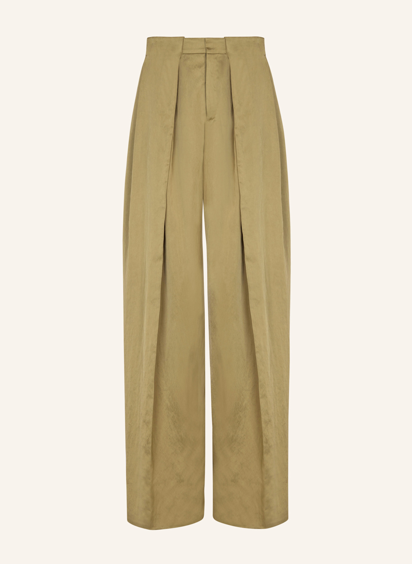 BALMAIN Satinierte Hose mit breiten, flachen Falten: GRÜN