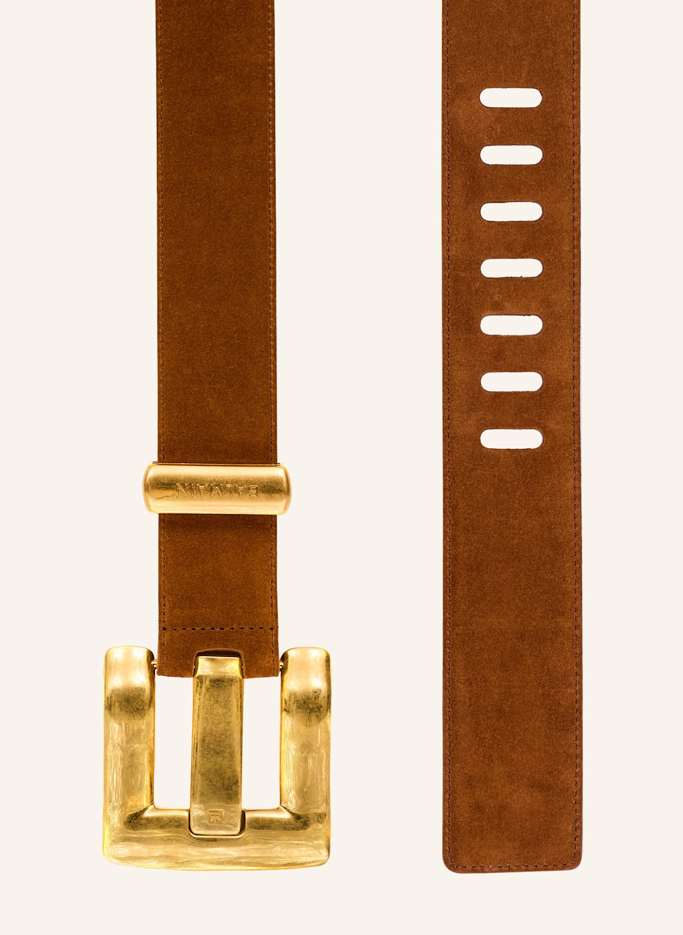 BALMAIN Anthem Gürtel aus Wildleder: BRAUN