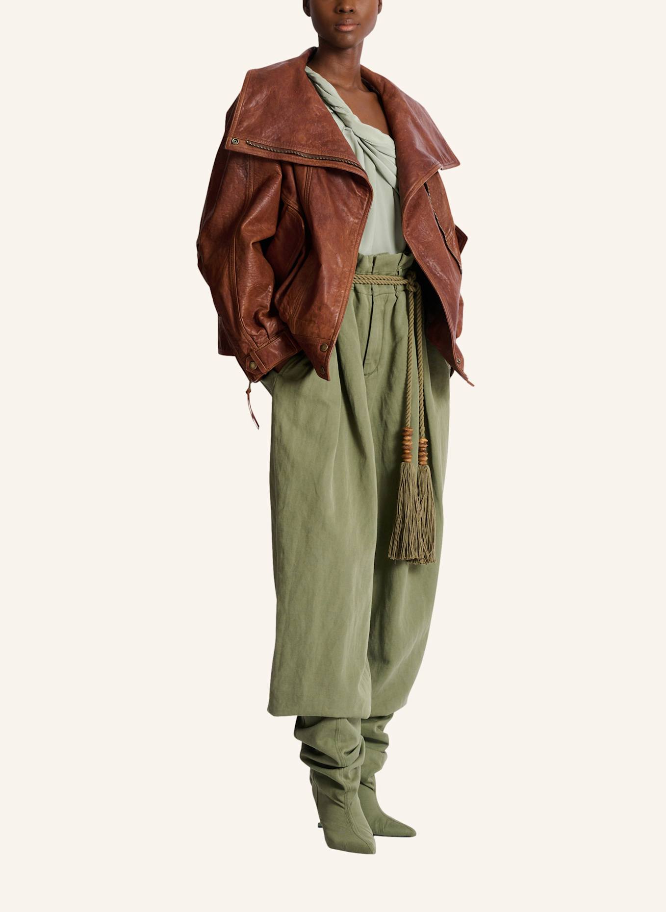 BALMAIN Bomberjacke aus Lammleder: BRAUN