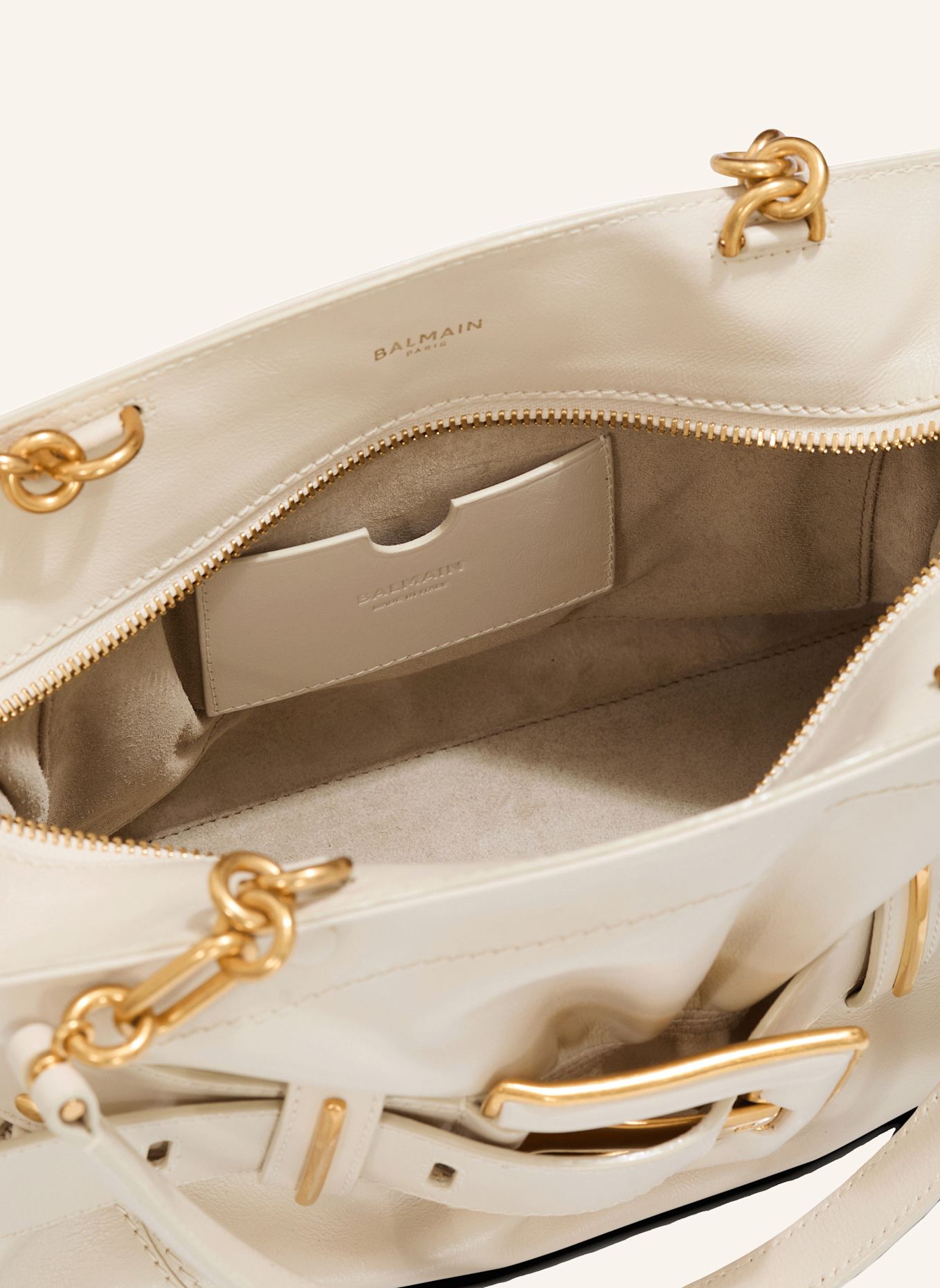 BALMAIN Tasche Anthem aus Büffelleder: WEISS