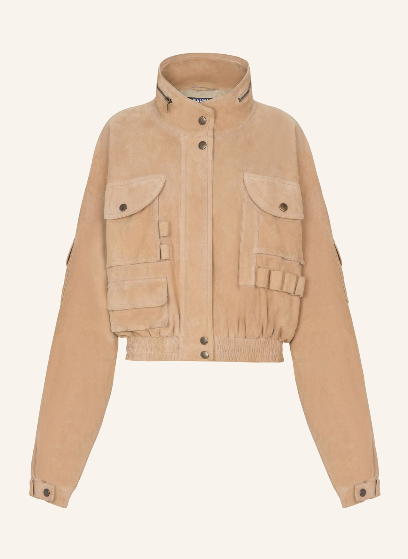 BALMAIN Bomberjacke aus Wildleder: KHAKI