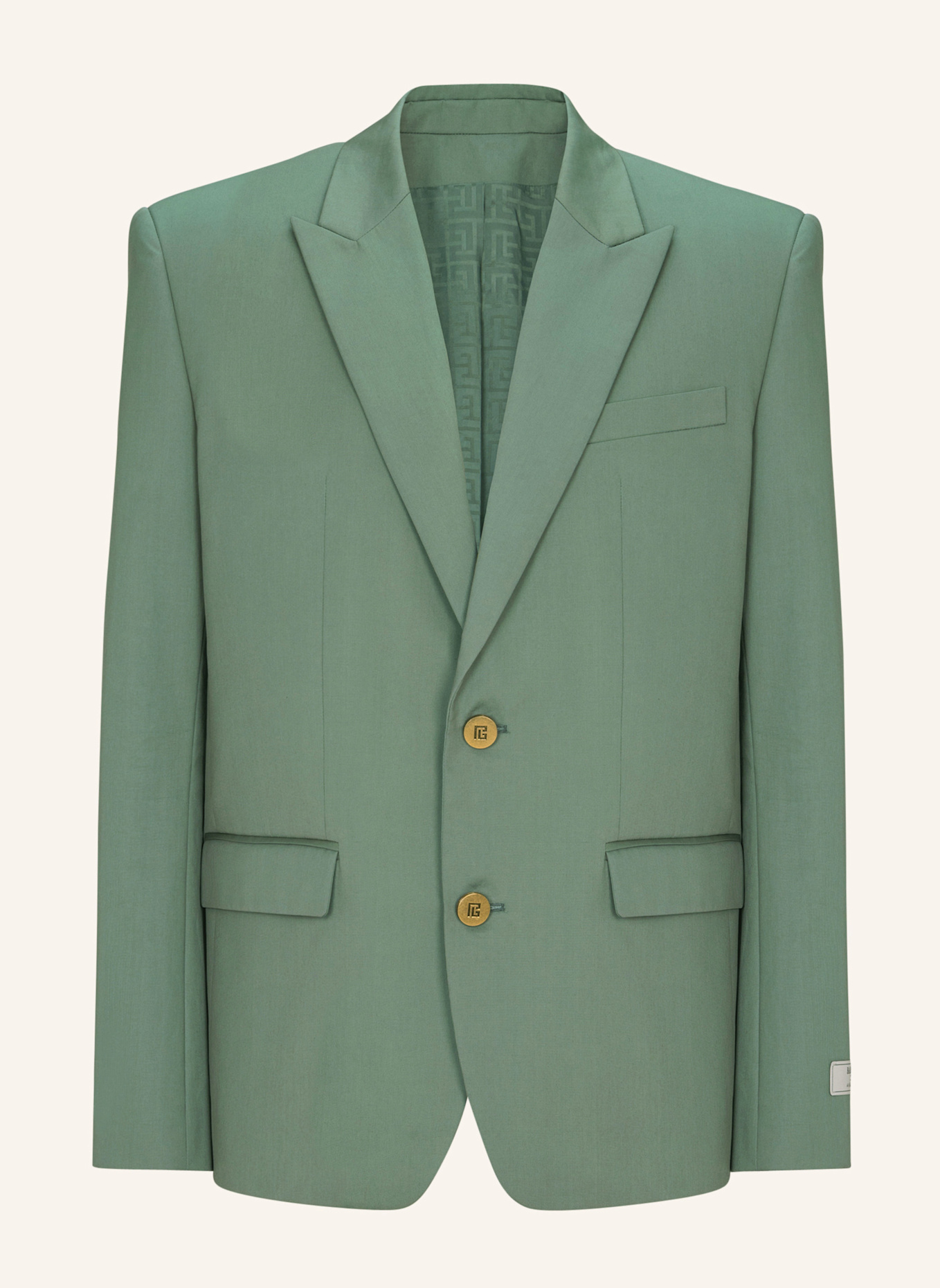 BALMAIN Jacke mit zwei Knöpfen aus Baumwolltwill: GRÜN