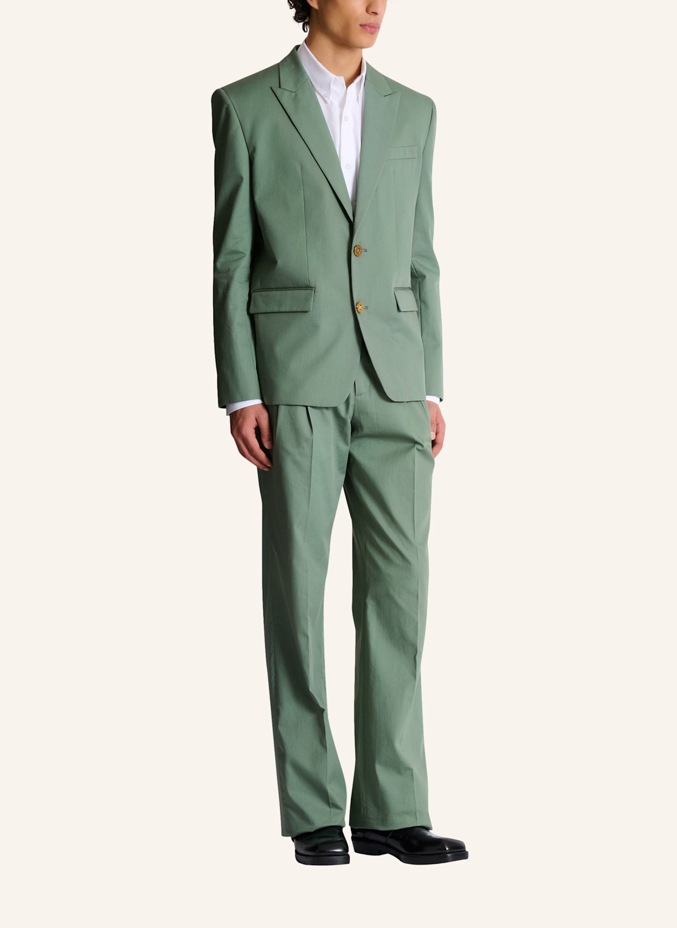 BALMAIN Jacke mit zwei Knöpfen aus Baumwolltwill: GRÜN