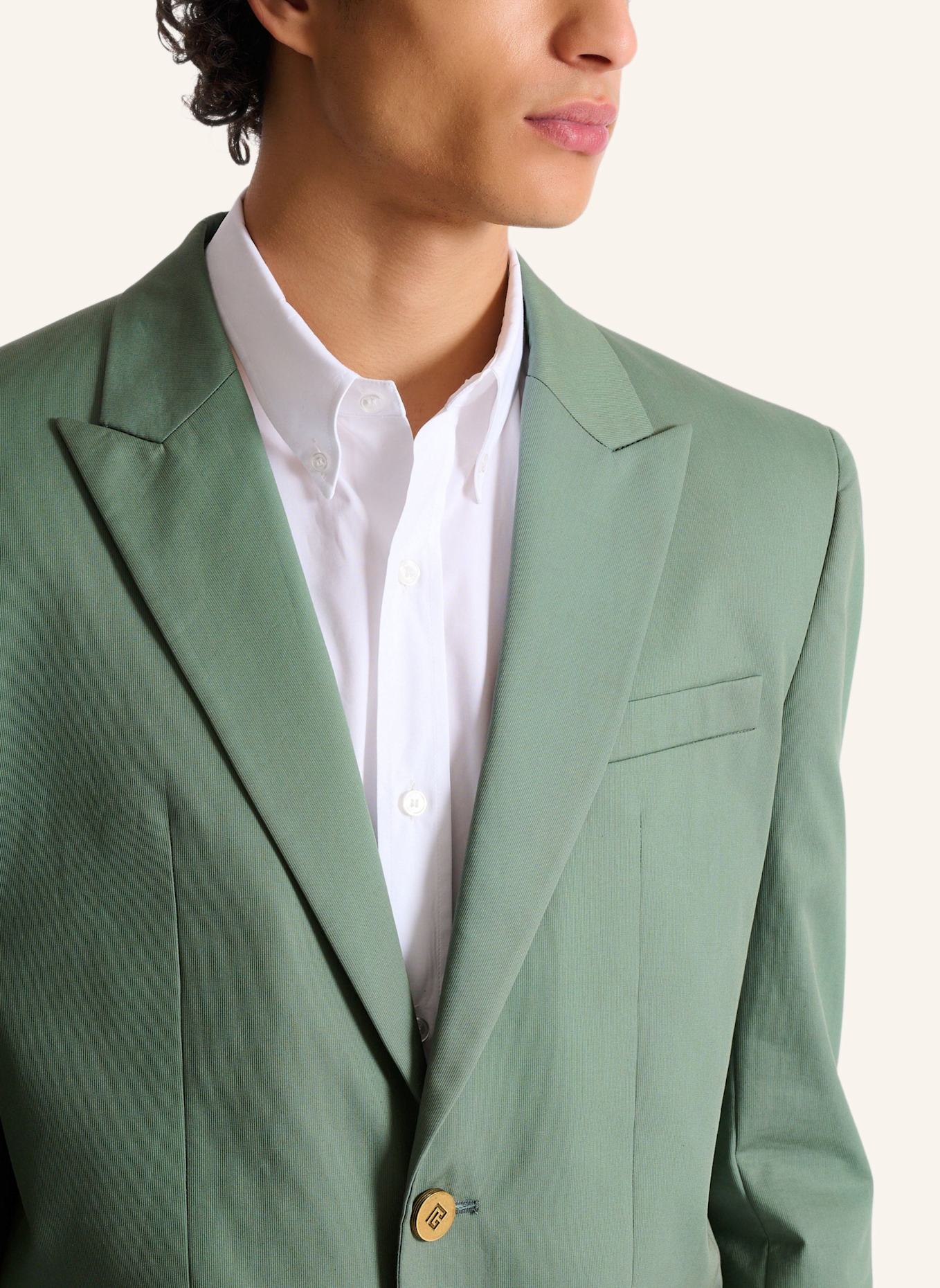 BALMAIN Jacke mit zwei Knöpfen aus Baumwolltwill: GRÜN