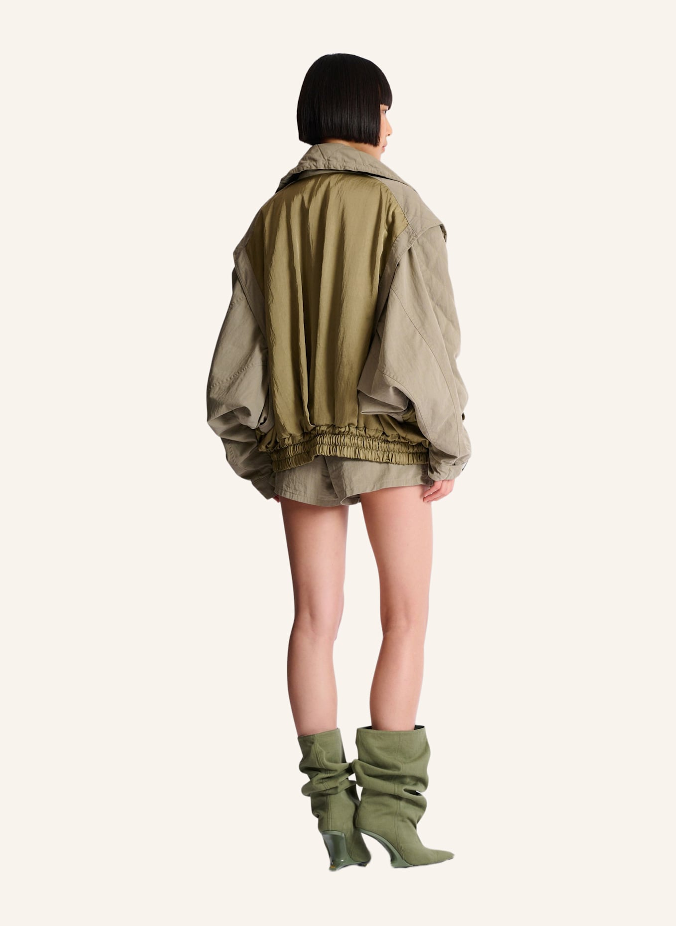 BALMAIN Bomberjacke aus Baumwolltwill: GRÜN