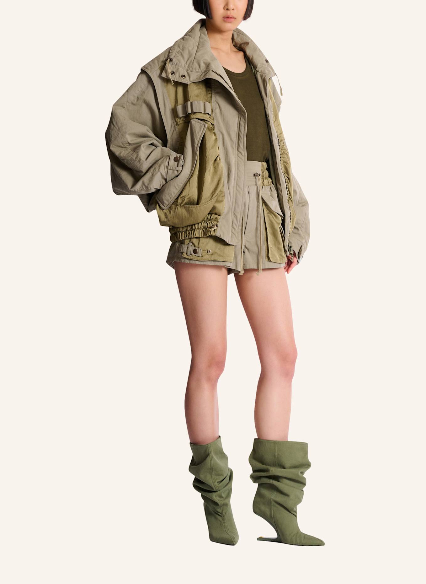 BALMAIN Bomberjacke aus Baumwolltwill: GRÜN